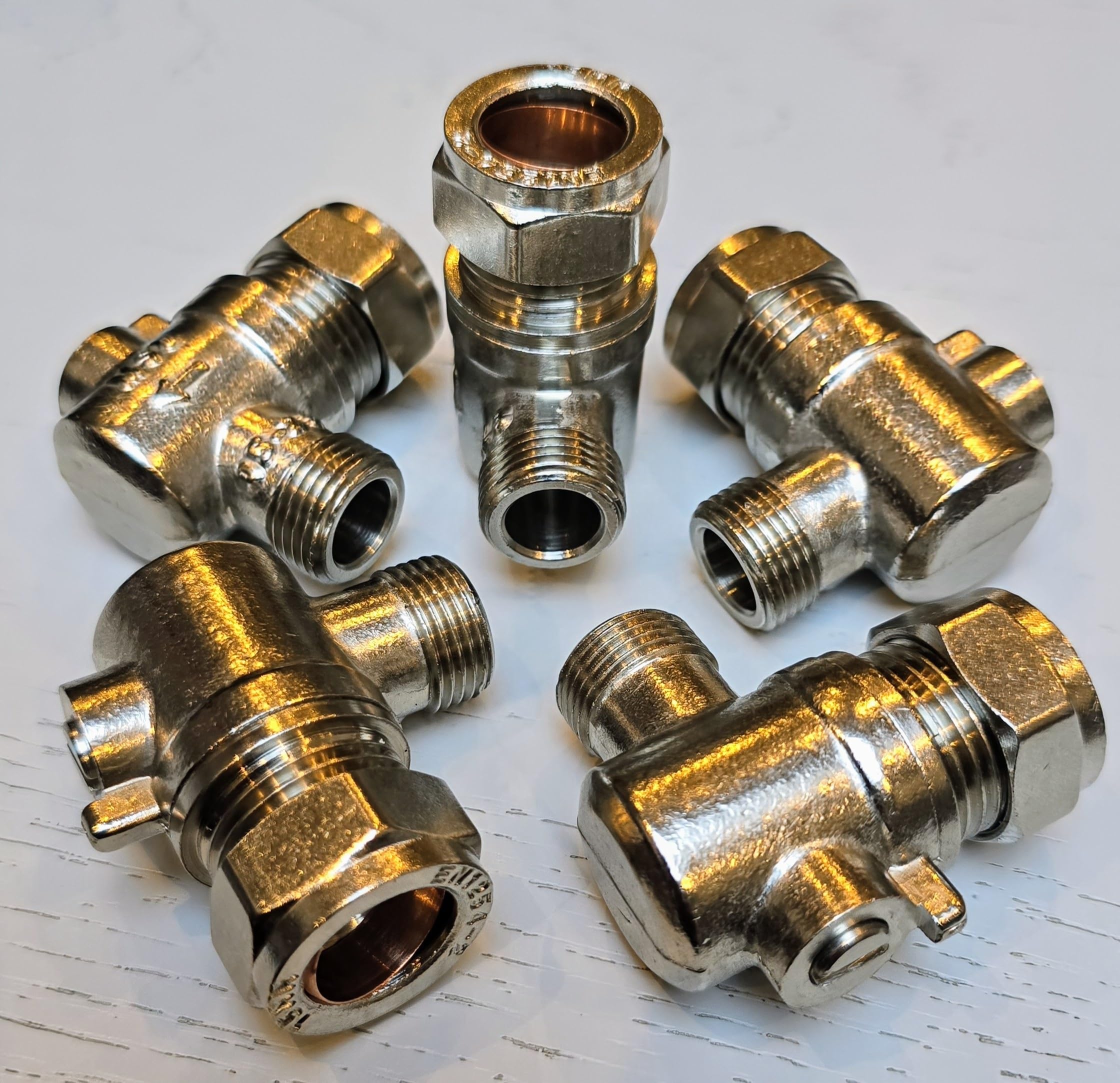 TC Chrome 15mm x 3/8" Angled Flat Faced Isolating Valve Compression 90 Degree Slotted Bolofix Isolation Elbow Valve for Flexible Tap Connector Hose Pipes - Image 2