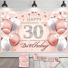 Happy Birthday Banner & Scarf 30 Years – Women's Birthday Decoration, Party Decoration Kit with Cards, 30th Birthday Banner for Adult, 30th Birthday Gift Idea