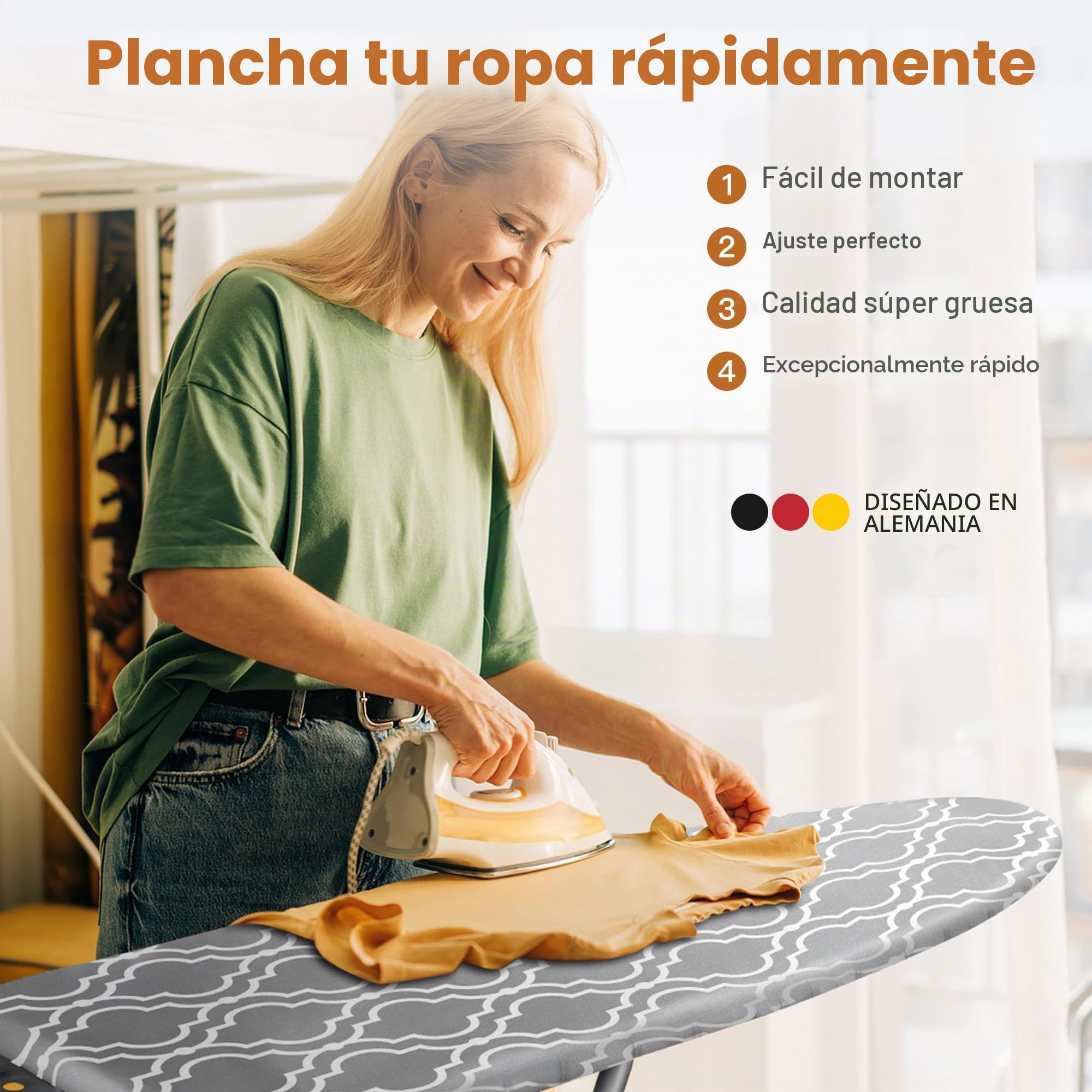 Funda Tabla de Planchar 120x45, Algodón Funda Plancha Universal Ajustable para Plancha de Vapor, Funda Mesa Plancha para 120-125cm x 38-45cm Tabla de Planchar, Planchado Rápido, L