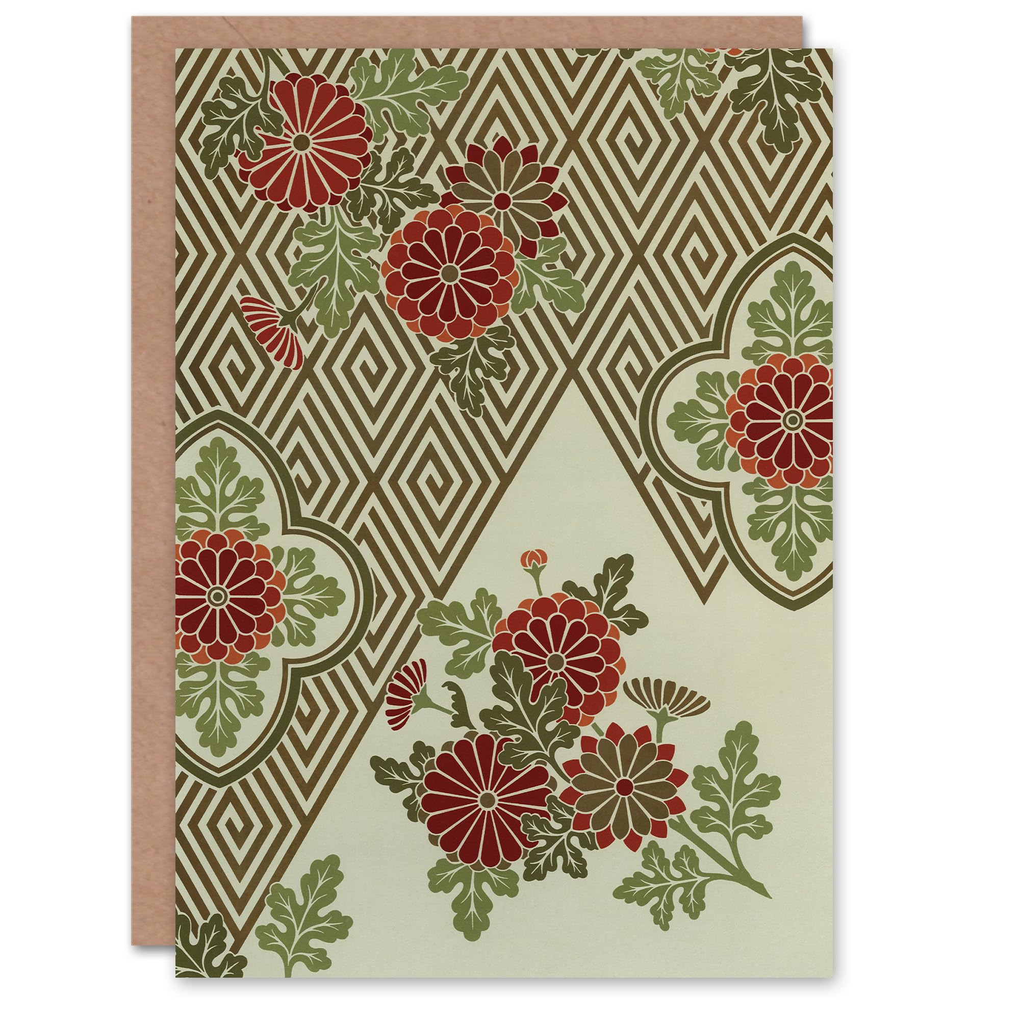 Artery8 Greeting Card - Geometric Spiral & Floral Pattern - Green