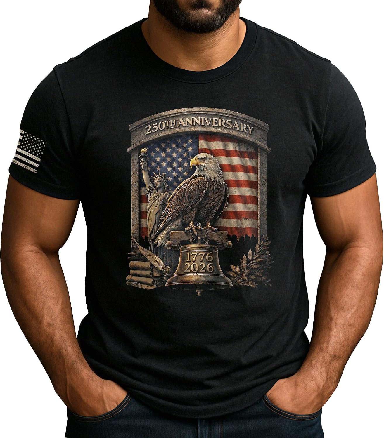 250 Anniversary USA Shirt, USA Eagle Graphic Shirts for Men, 250th Independance Shirts, 1776-2026 Shirt