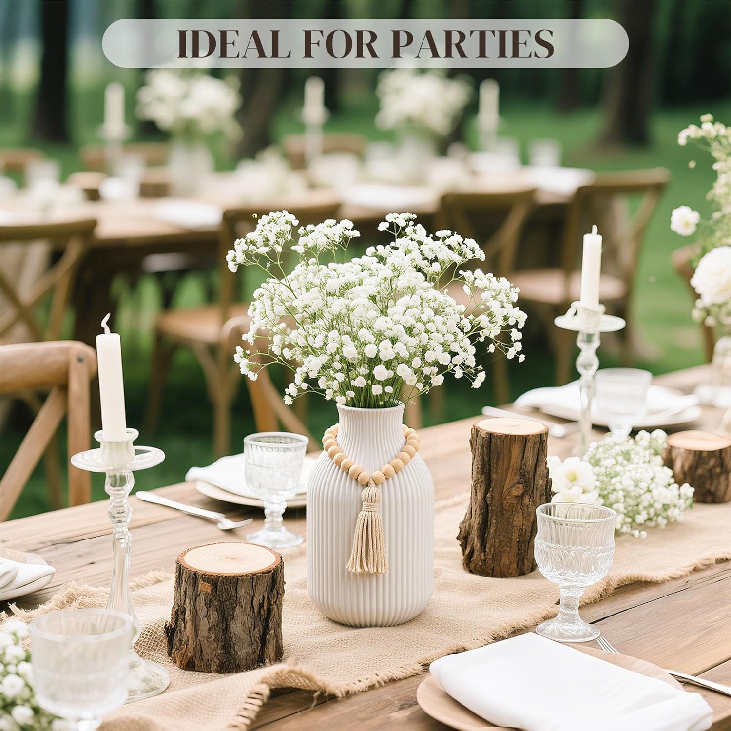 JOHOUSE White Ceramic Vase, Small Flower Vase for Pampas Grass, Home, Living Room, Dining Table, Farmhouse, Office Decor, Bedroom, Table, Kitchen Shelf, Minimalist Modern Home Decoration - Image 6