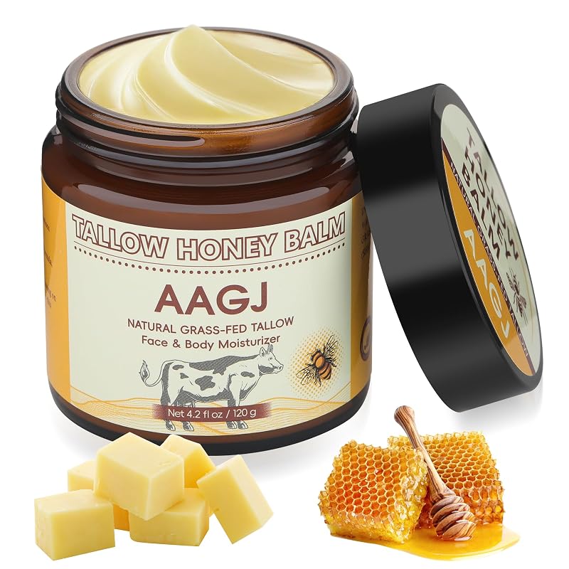 Bálsamo hidratante facial e corporal AAGJ com sebo bovino, mel cru, manteiga de karité e óleo de oliva, 119 g
