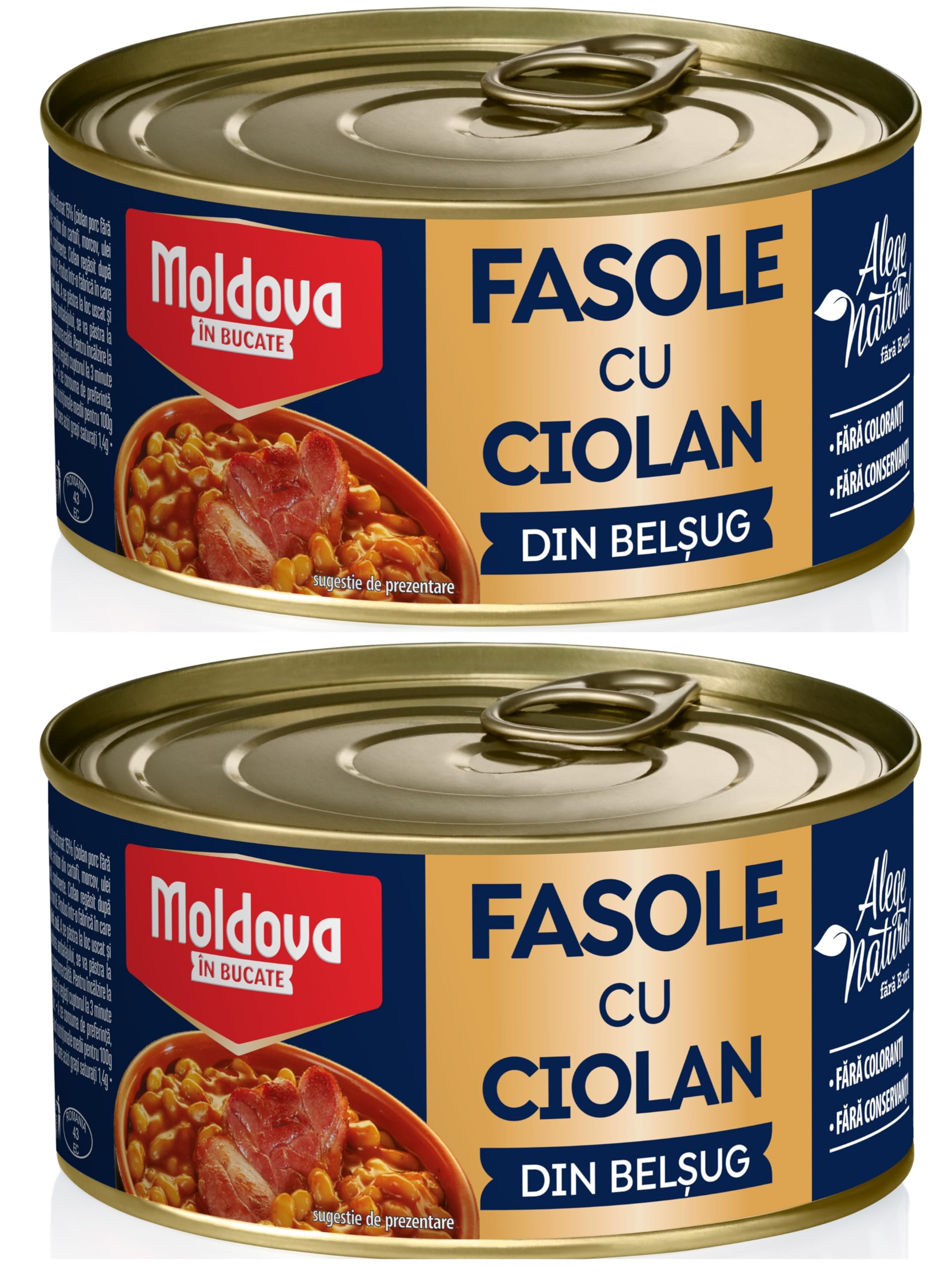 2 Dose Moldova "Ciolan de porc cu fasole" Geräucherte Schweinehaxe mit Bohnen, 2x 300 g