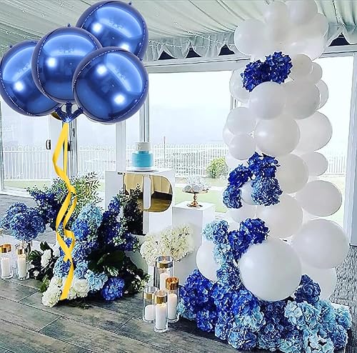 Miniatura 2 de KALOR 10 globos de Mylar azul marino de 22 pulgadas, globos grandes redondos gigantes 4D metálicos de espejo grande para fiesta de cumpleaños, baby