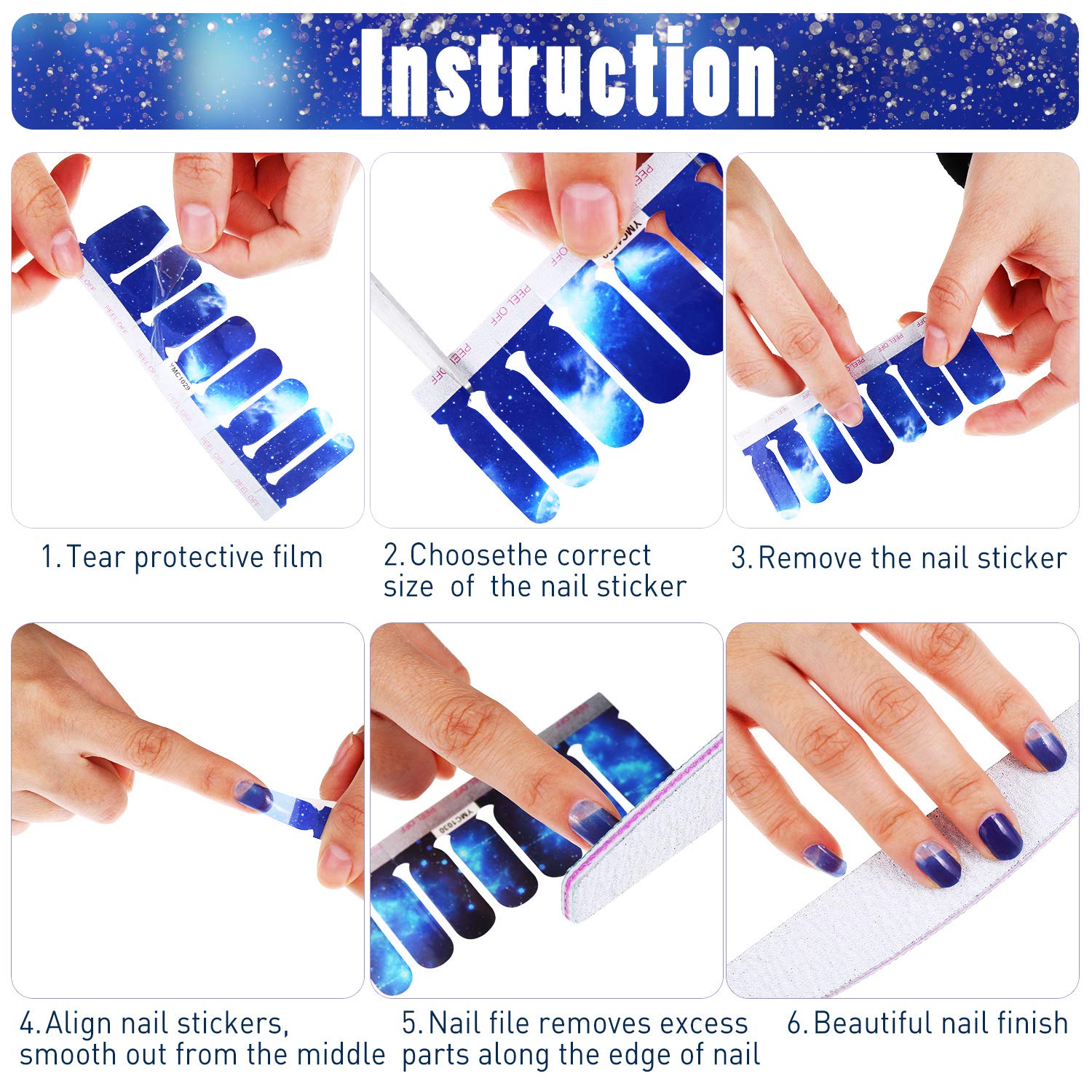 16 Sheets Glitter Nail Wraps Pure and Gradient Color Full Wrap Nail Polish Stickers Self-Adhesive Shine Nail Decals with Nail File for Women Girls (Classic Gradient Style)
