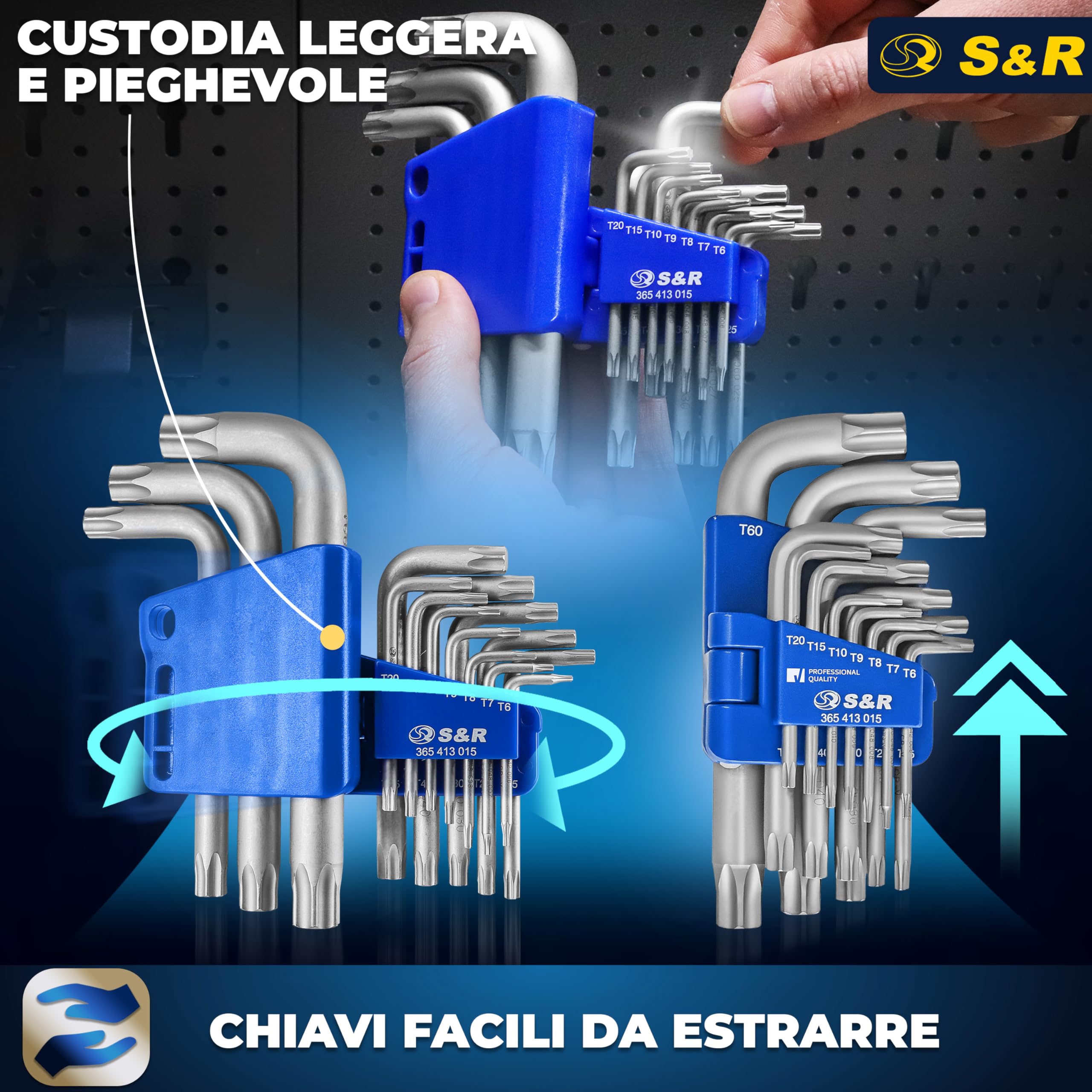 S&R Zestaw kluczy Torx i Allen 15 szt. TX6-TX60 w składanym uchwycie