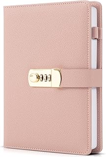 Aesthetic Diary with Lock – Beautiful Leather Journal with Easy to Change Code Lock & Refillable Pages – Quality Planner for Women with Bookmark & Pen Holder to Securely Protect Thoughts & Memories
