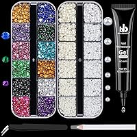 Vista 12 de Kit de pedrería para uñas BELLEBOOST, 15ml de pegamento de gel con strass + gemas coloridas + cristales de vidrio flatback AB y gemas transparentes