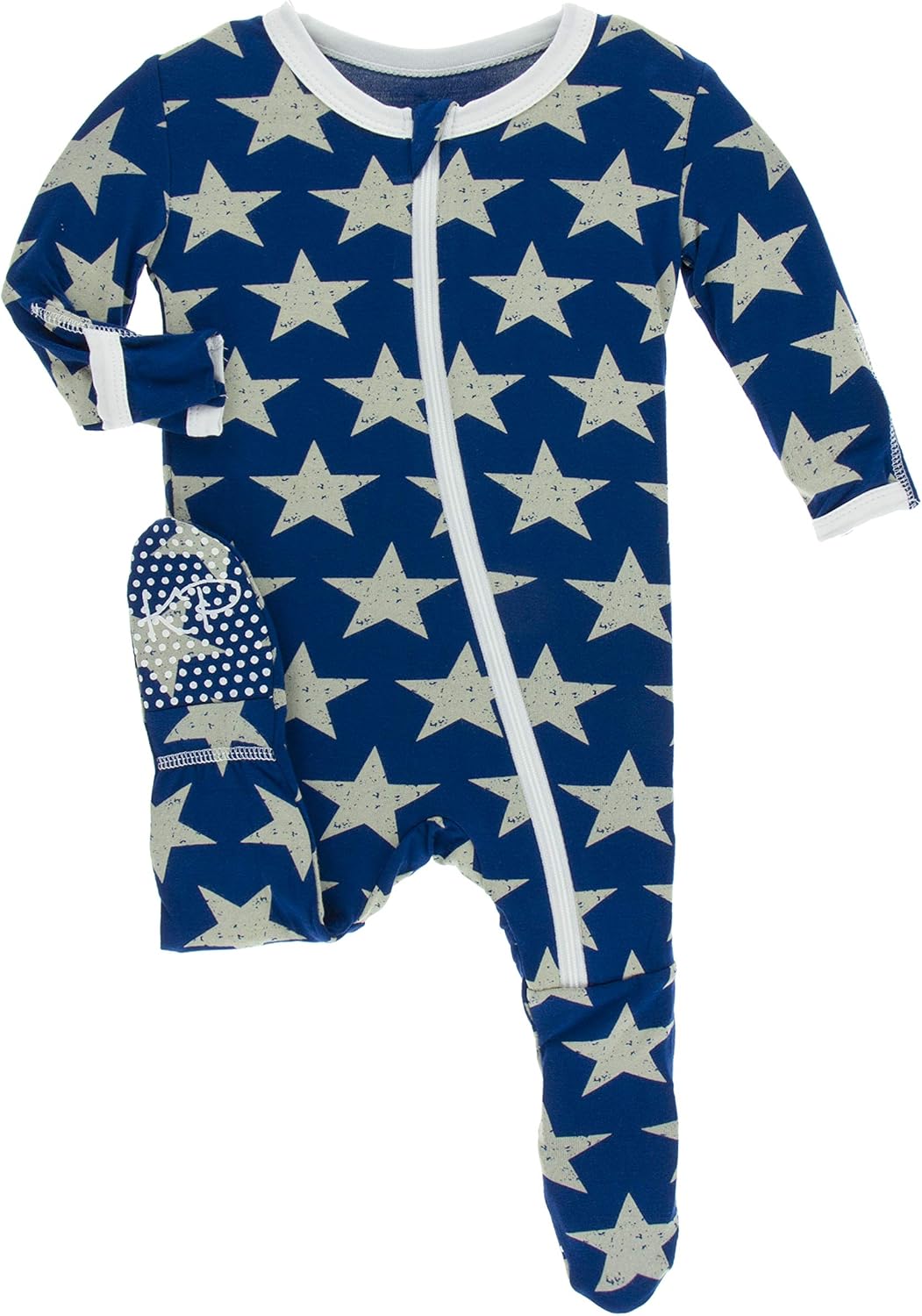 KicKee Pants Print Footie with Zipper, Fitting Long Sleeve Pajama Baby Bodysuit, Ultra Soft Everyday One Piece Loungewear