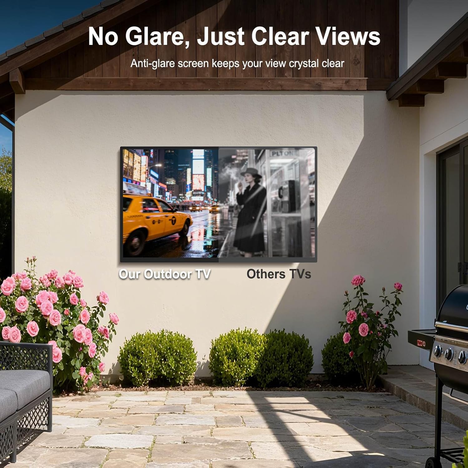 Outdoor TV, 65 Inch 4K Outdoor Smart TV, 2500nits High Brightness Outdoor TVs, IP65 Waterproof TV, Voice Assistant Remote, Compatible with Dolby, Wide Viewing Angle Smart TV