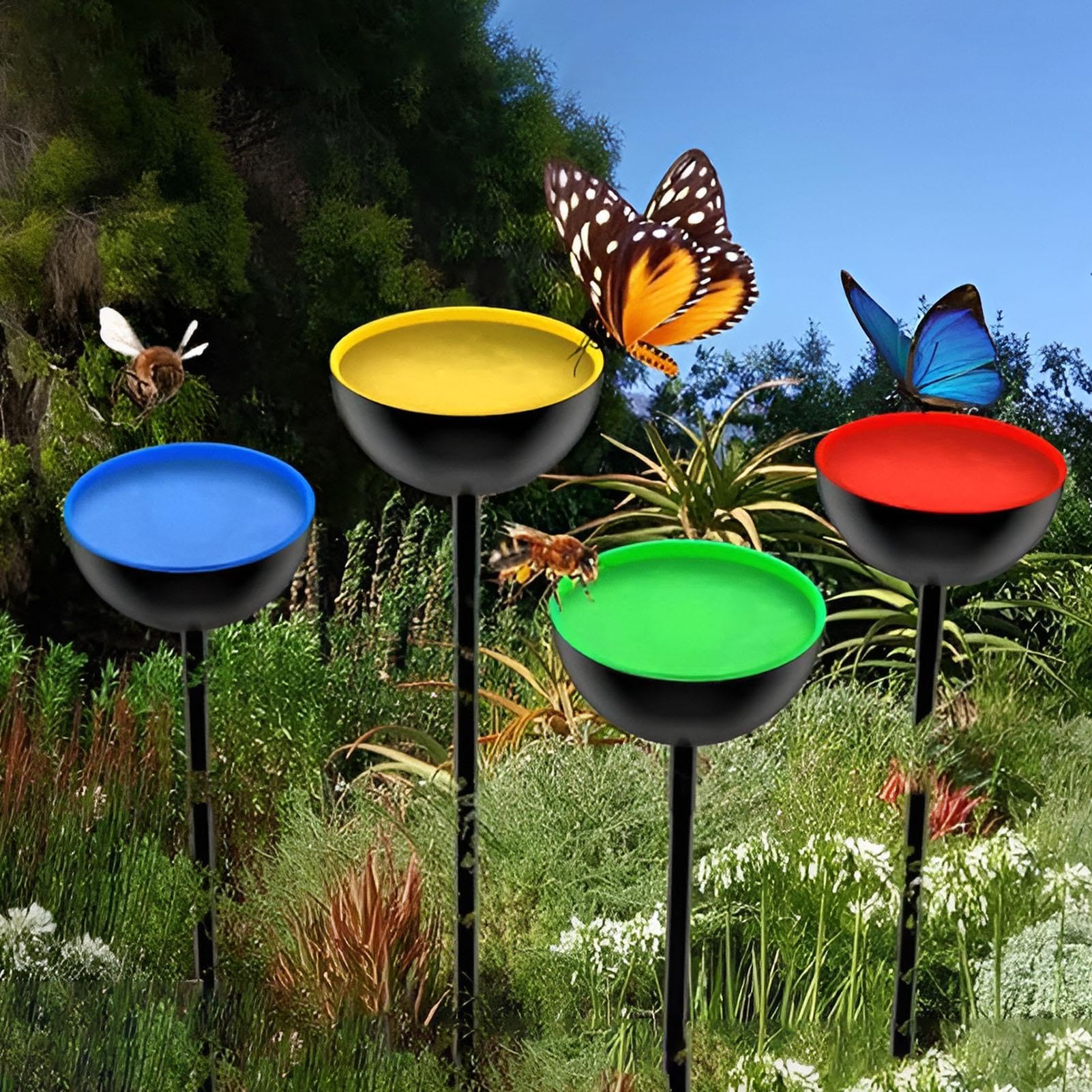 4 vasos de abejas para jardín de abejas sedientas, estación de riego de abejas, taza para beber insectos de abeja, comedero de agua de abeja, decoración de jardín