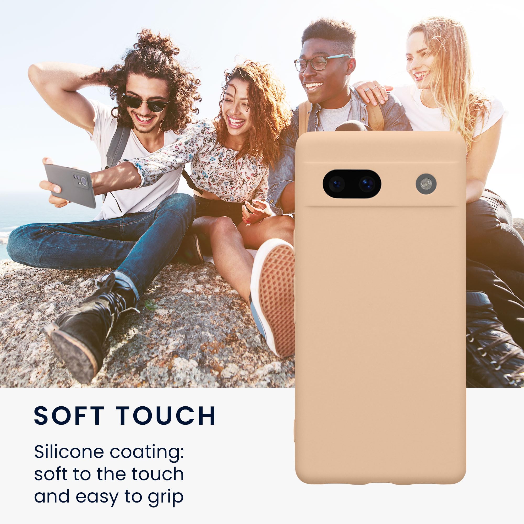 kwmobile Case for Google Pixel 7a Case - Protective Slim TPU Phone Cover - Soft Matte Finish - Pastel Peach - Image 4