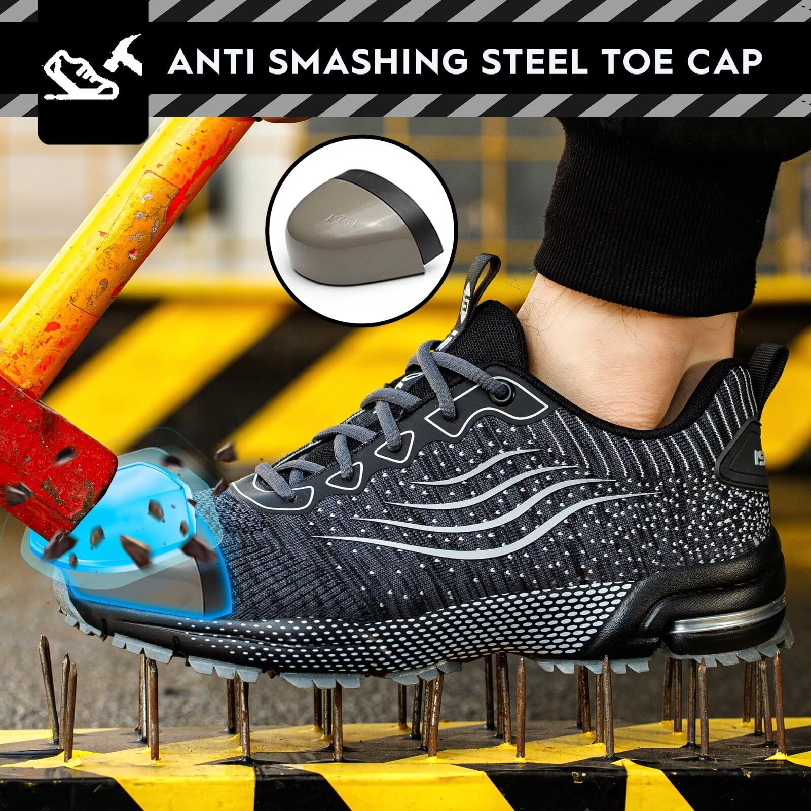 Scarpe Antinfortunistiche Uomo Donna Scarpe da Lavoro Leggere Traspiranti Scarpe da Cantiere con Punta in Acciaio