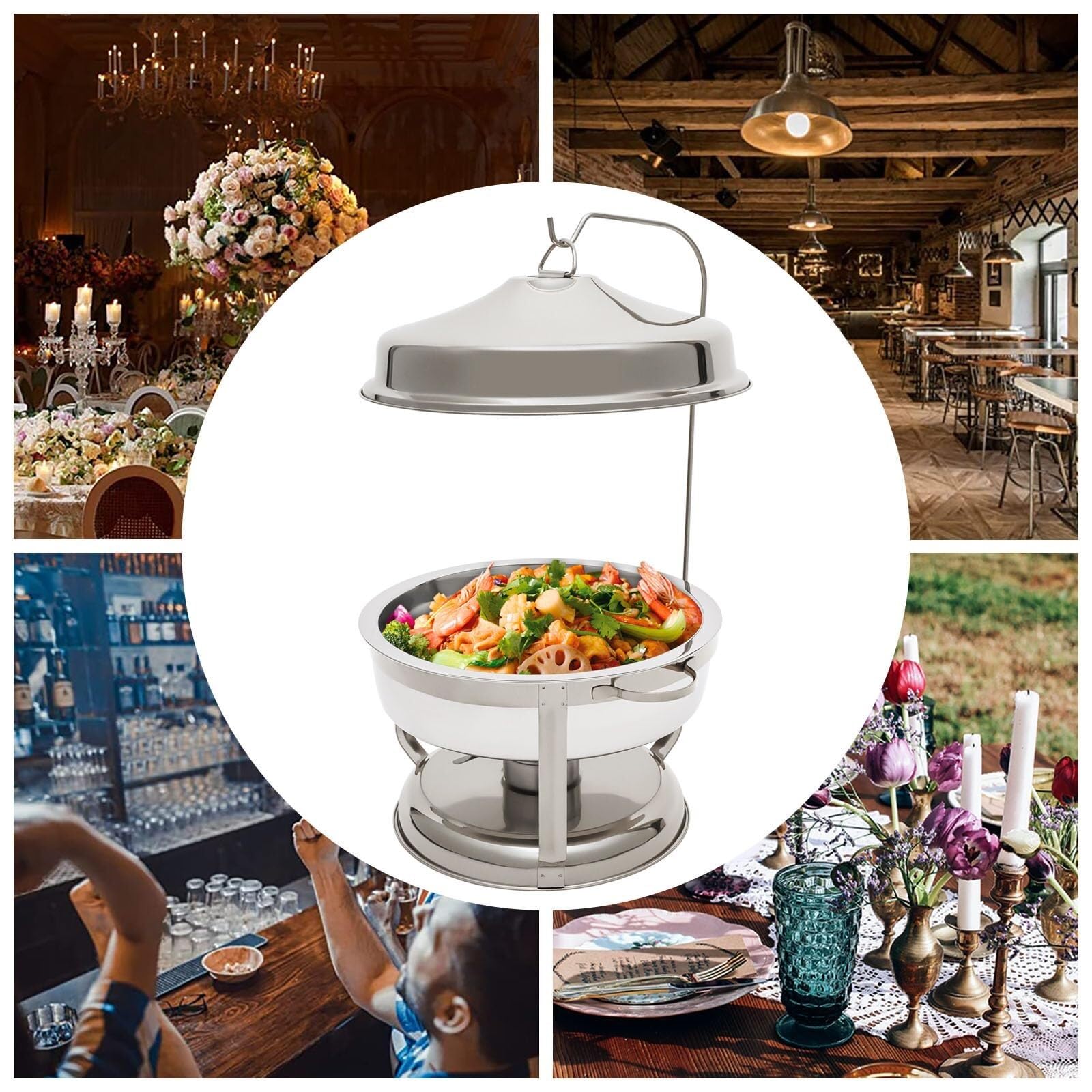 Ensemble de buffet de réchauds 9L Réchauds en acier inoxydable chauffe plat