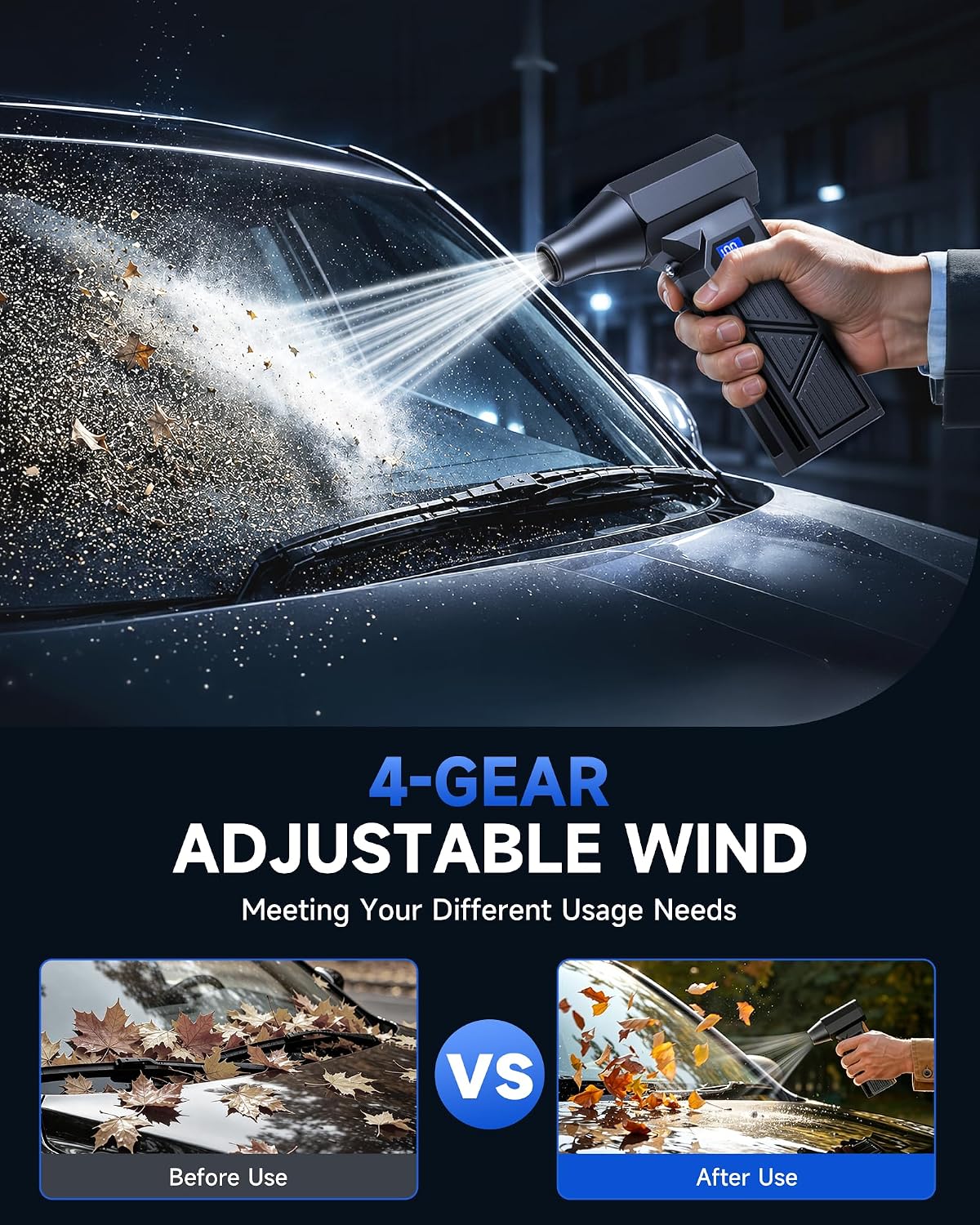Compressed Air Duster,160000RPM Ultra Powerful Brushless Cordless Blower,4 Speed Mini Air Duster with LED,Rechargeable Dust Remover for PC,Keyboard,Car,Household & Outdoor Cleaning