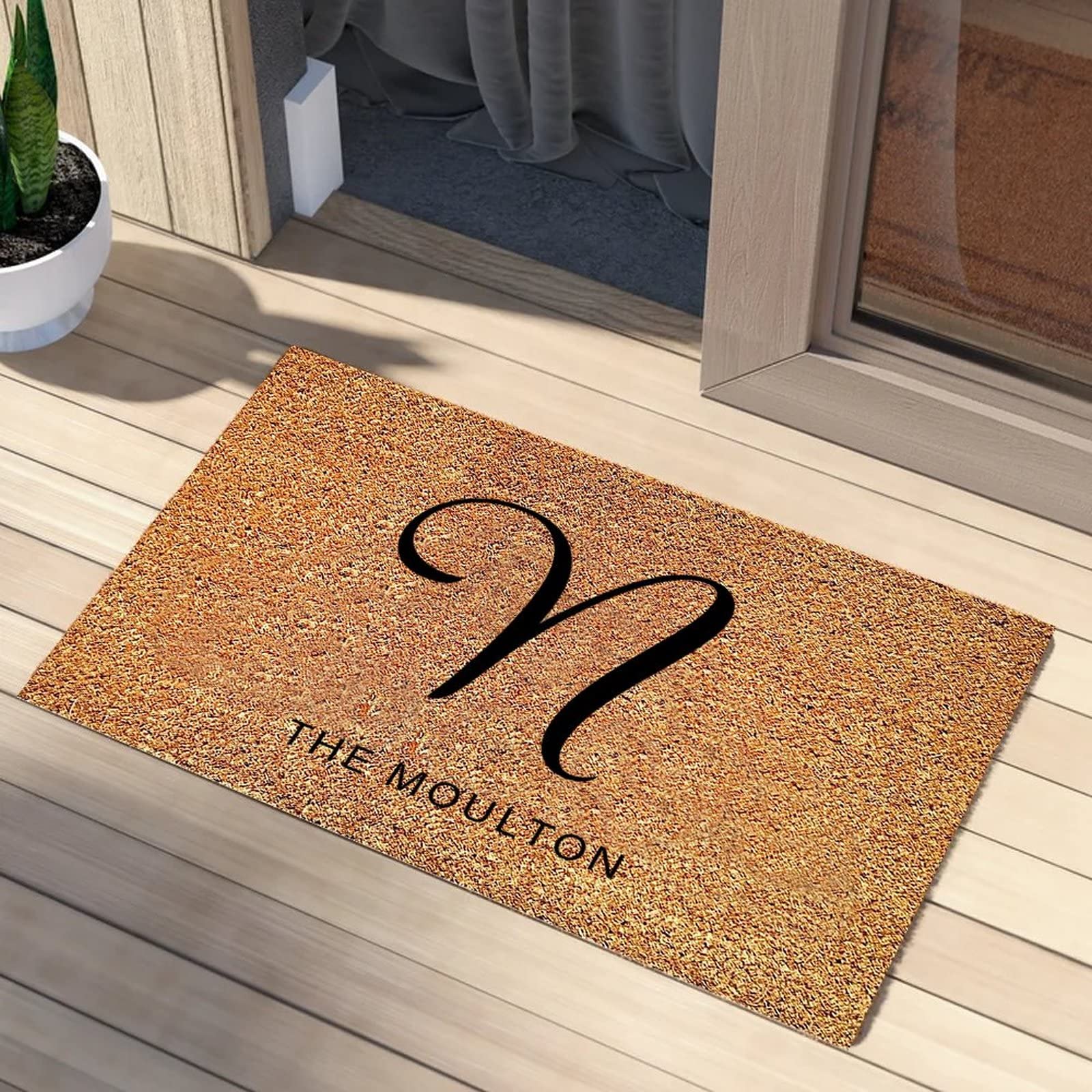 Tapis de porte Lettre N en coco pour stopper la terre et la boue chez soi