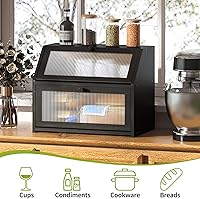 Vista 5 de BMOSU Panera grande para encimera de cocina, panera de doble capa para encimera de cocina, panera de madera de bambú con capacidad de almacenamiento