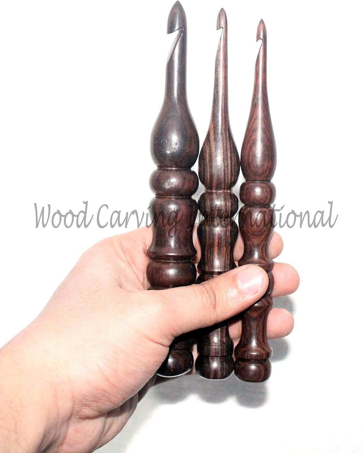Wood Carving International - Rosewood Set of 13 Crochet Hooks | Wooden Crochet Hooks Set for Knitting and Crocheting
