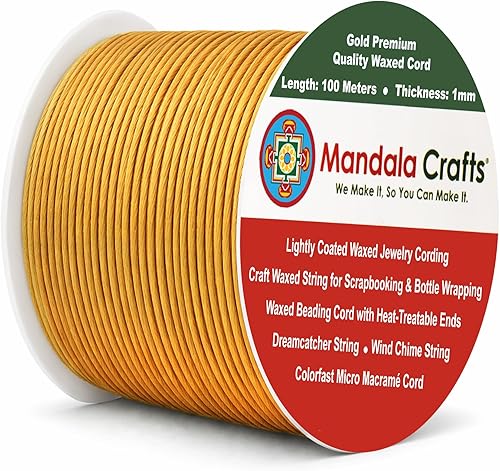 Miniatura 81 de Cuerda Mandala Crafts 0.03 pulgadas 109 yardas para hacer joyería, artesanía, macramé, cuerda de algodón encerado