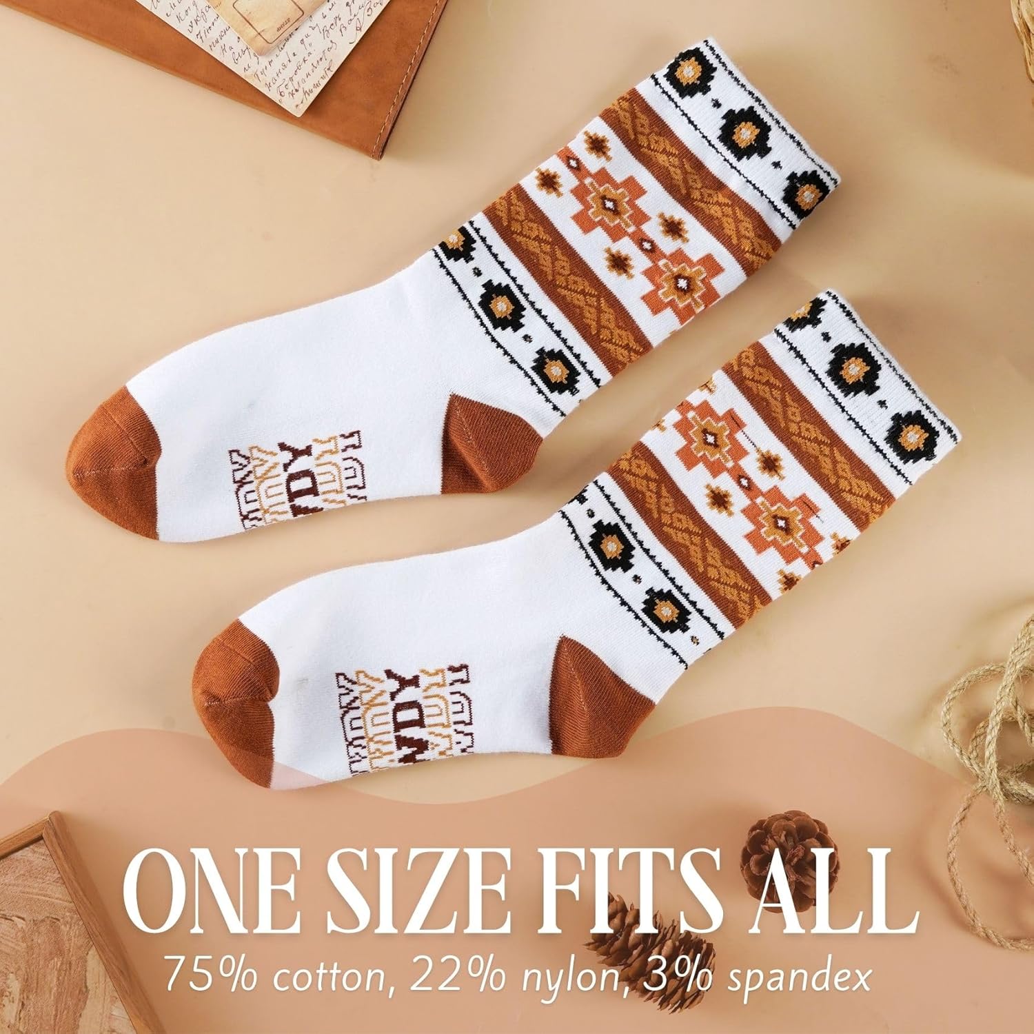 InnoBeta Western Gifts for Women, One Size Crew Socks for Cowgirl, Cowboy Boot Socks for Women - Howdy - Image 4
