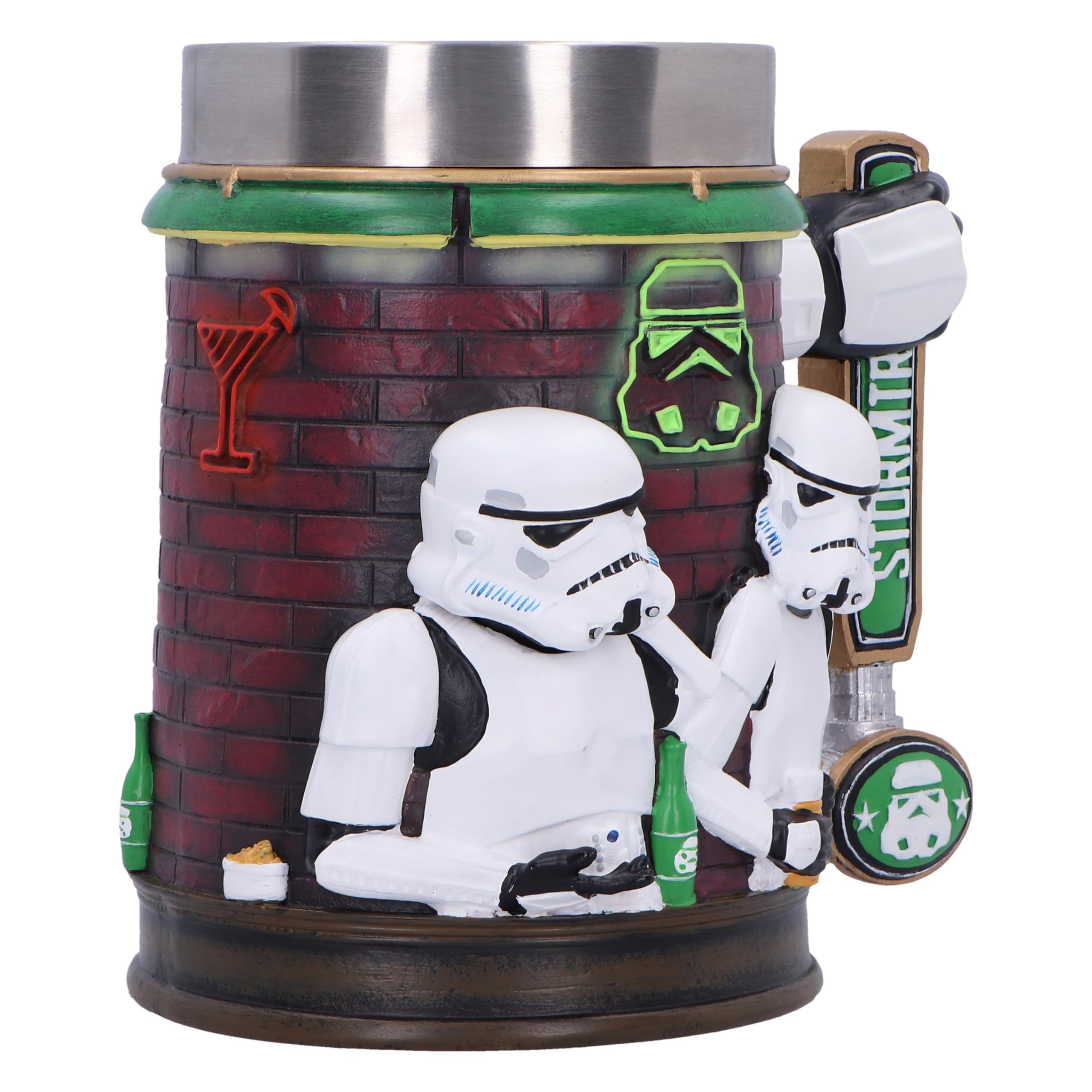 Nemesis Now Chope de bar Stormtrooper de 15,4 cm en résine, sous licence officielle Stormtrooper, design bar, poignée du robinet de bière, insert en acier inoxydable, coulée dans la meilleure résine,