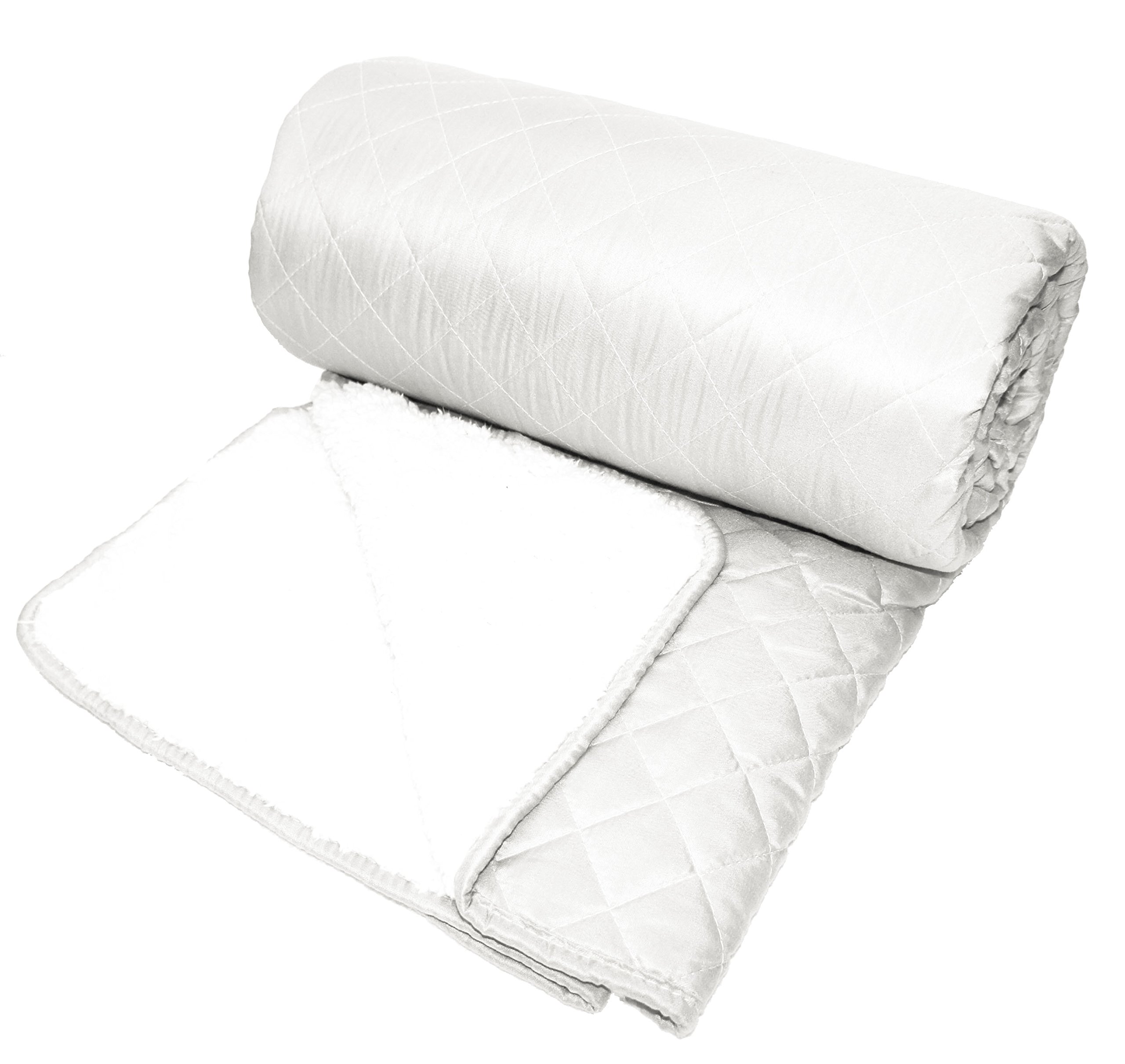 Sherpa Throws Blanket Double Bed Size Flannel Fleece Luxury Sofa Bed Large Soft Warm Throws (Quilted Throw Cream)