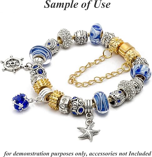 Miniatura 5 de RUBYCA Cuentas de cristal checo hechas a mano con agujero grande para pulseras europeas (5 unidades, morado, 0.433 in)