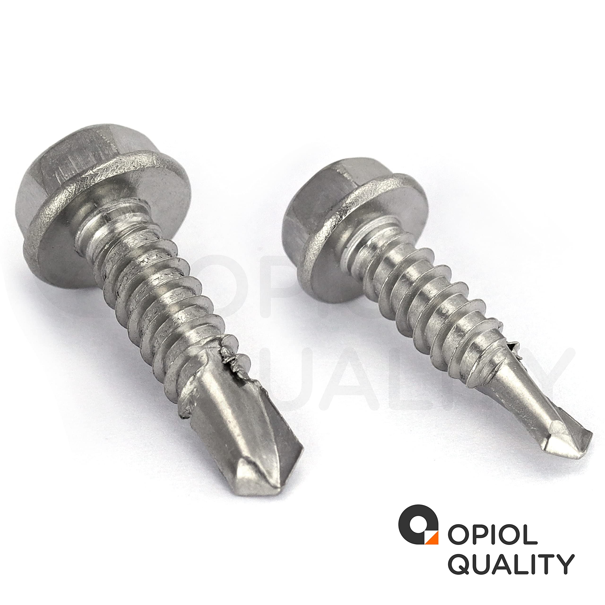 Bohrschrauben mit Sechskantkopf und Bund (Form K) 4,8x16 aus Edelstahl A2 V2A (500 Stück) nach DIN 7504 Blechschrauben OPIOL QUALITY®