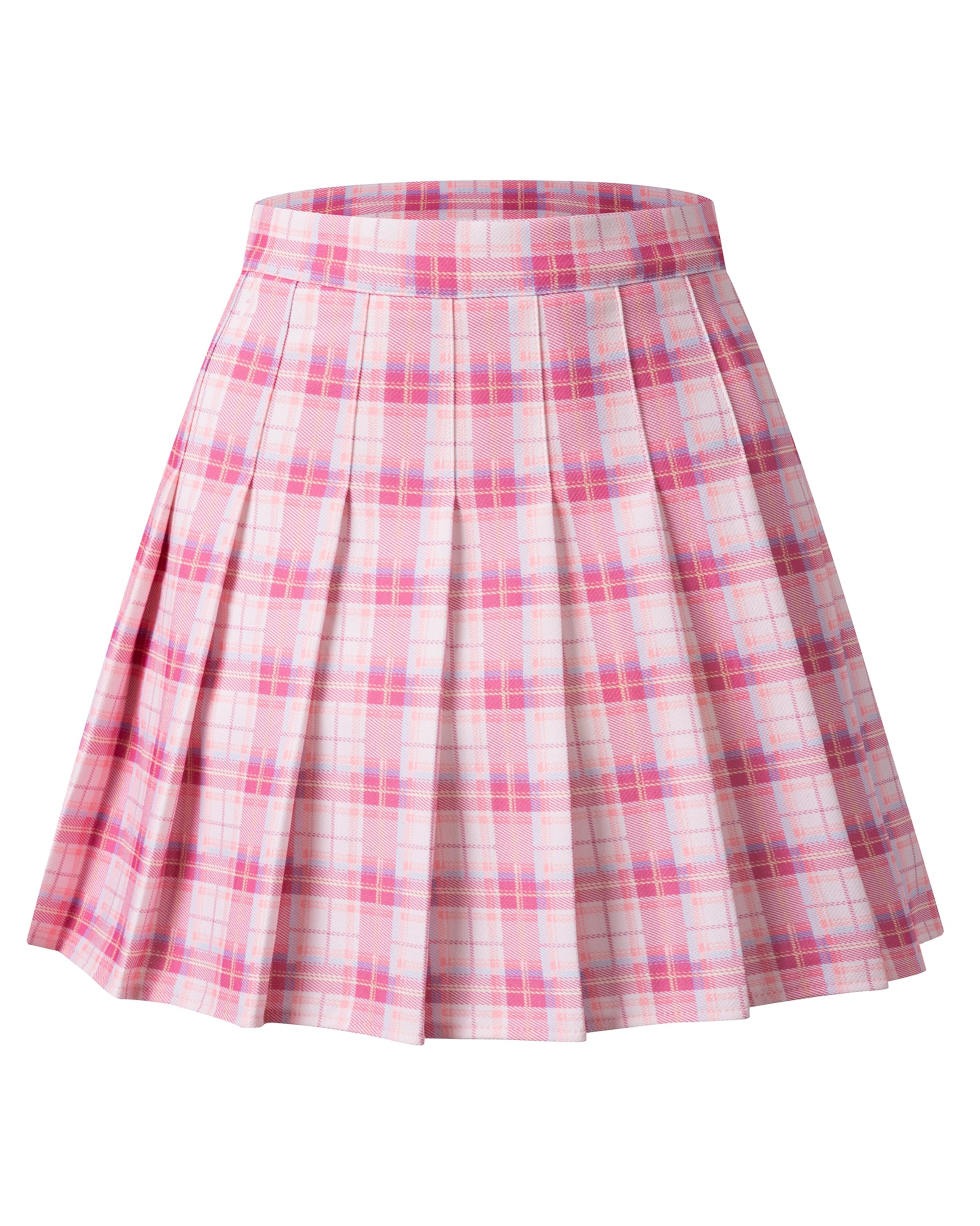 Shestellar Women's High-Waisted Pleated A-Line Mini Tennis Skater Skirt