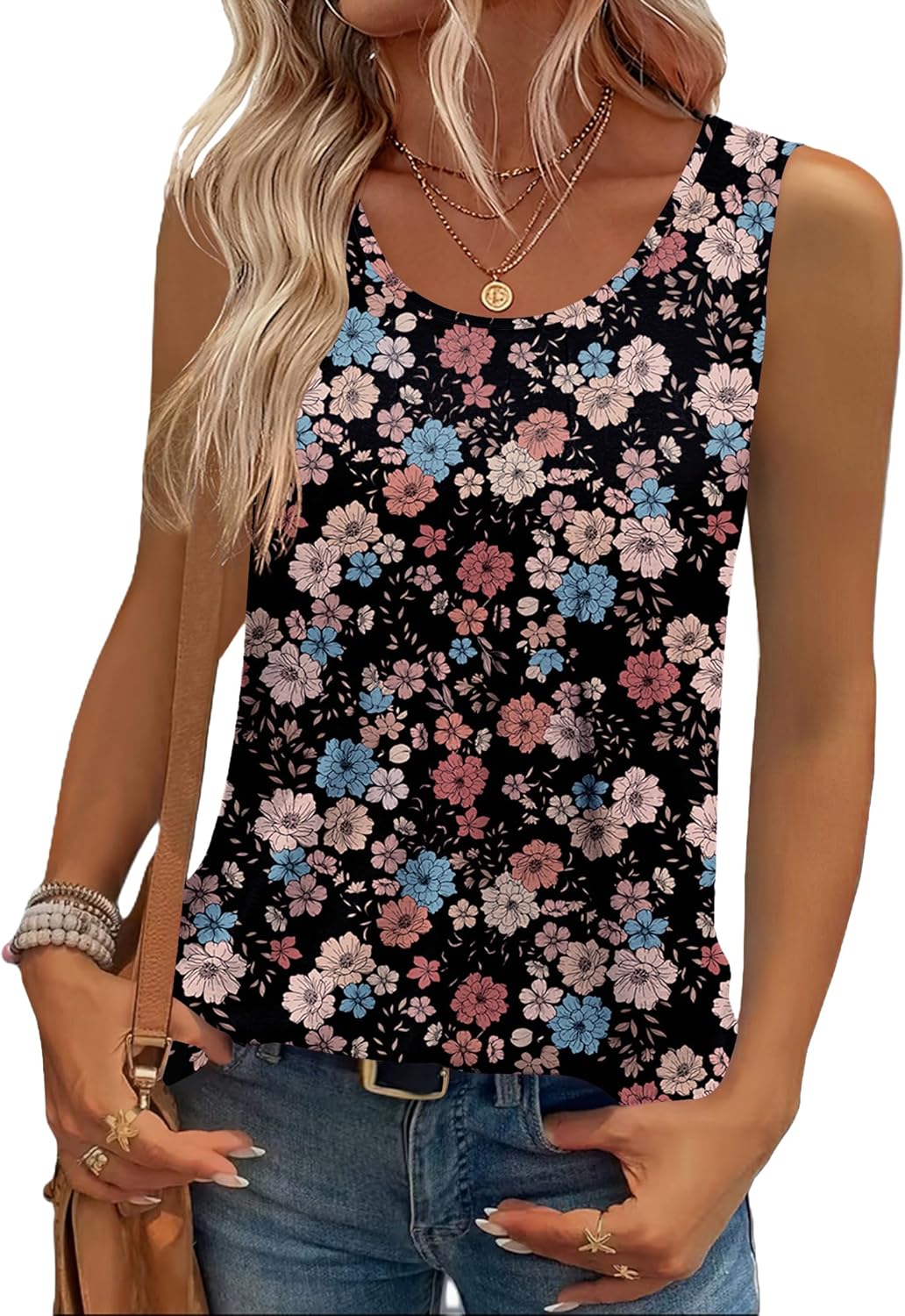 Zeagoo Womens Tank Tops Sleeveless Pleated Crew Neck Summer Tunic Tops Dressy Loose Fit Business Casual Blouses 2026 - Image 2