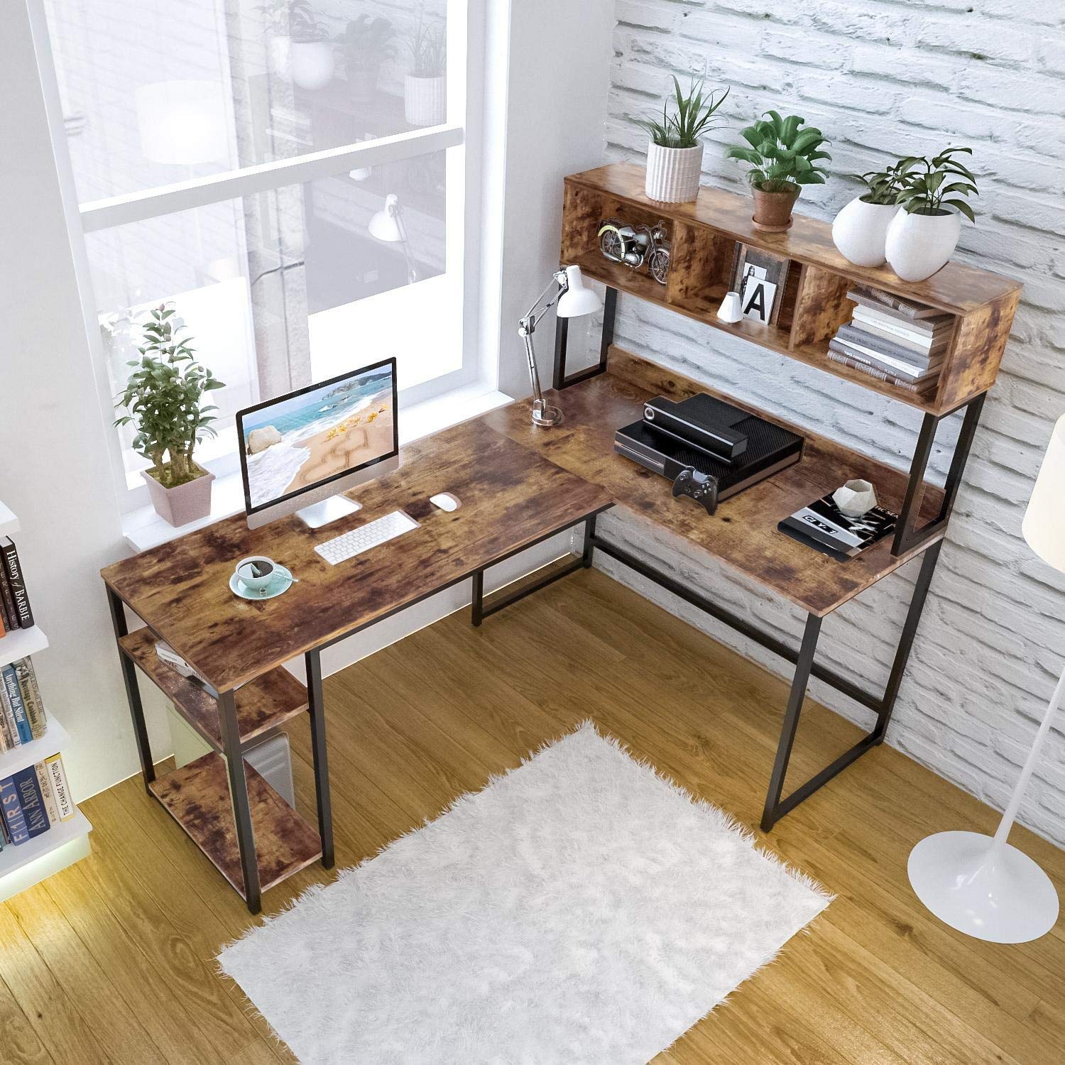 VIPEK LShaped Desk with Hutch, 69" Large Computer Desk Gaming Table PC