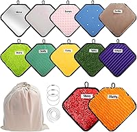 WSICSE 12 Labeled Textured Sensory Mats Heart Shape Tiles - Autism Sensory Toys for Kids Tactile Fidget Play Floor Wall