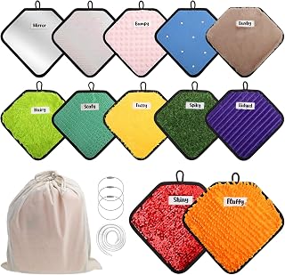 WSICSE 12 Labeled Textured Sensory Mats Heart Shape Tiles - Autism Sensory Toys for Kids Tactile Fidget Play Floor Wall