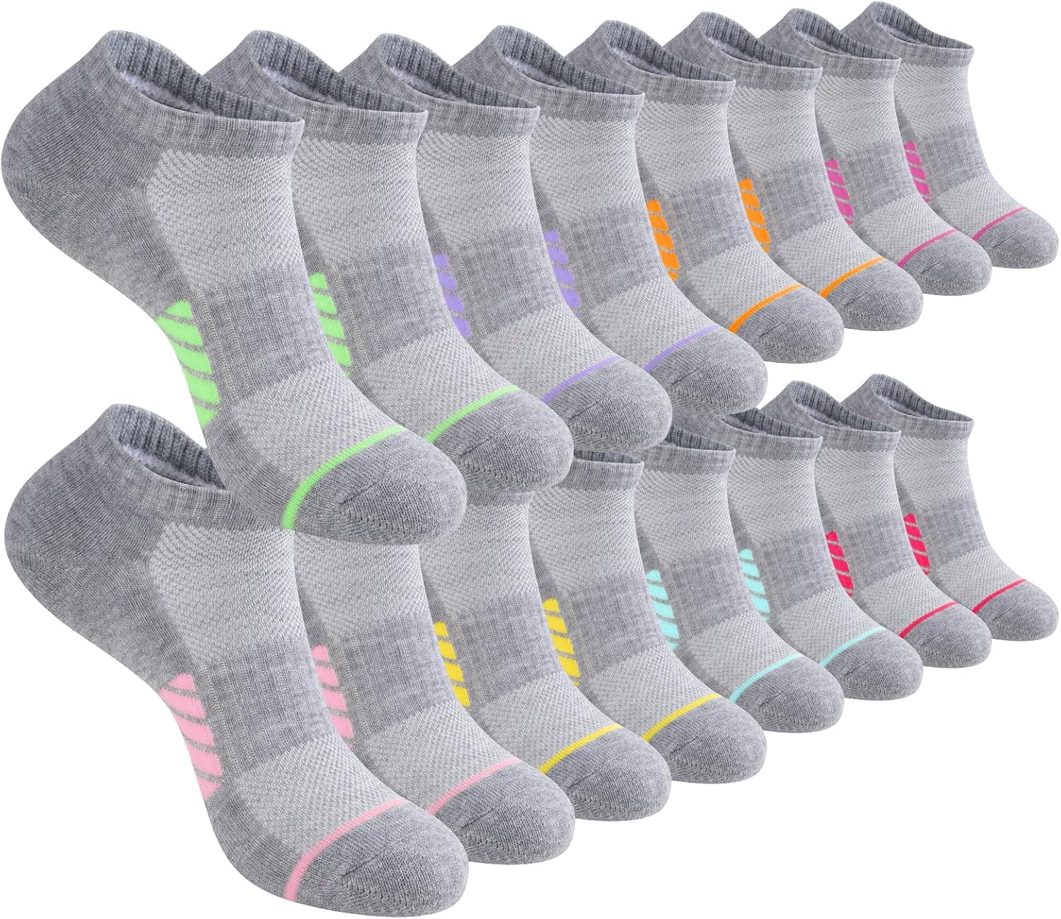 eallco 8 Pairs Ankle Socks for Women Athletic Running Comfort Cushioned Low Cut Socks
