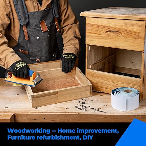 Miniatura 4 de toolant Rollo de papel de lija de grano 600 con forma de diamante, 2-34 pulgadas de ancho, 10 yardas, papel de arena autoadhesivo PSA para