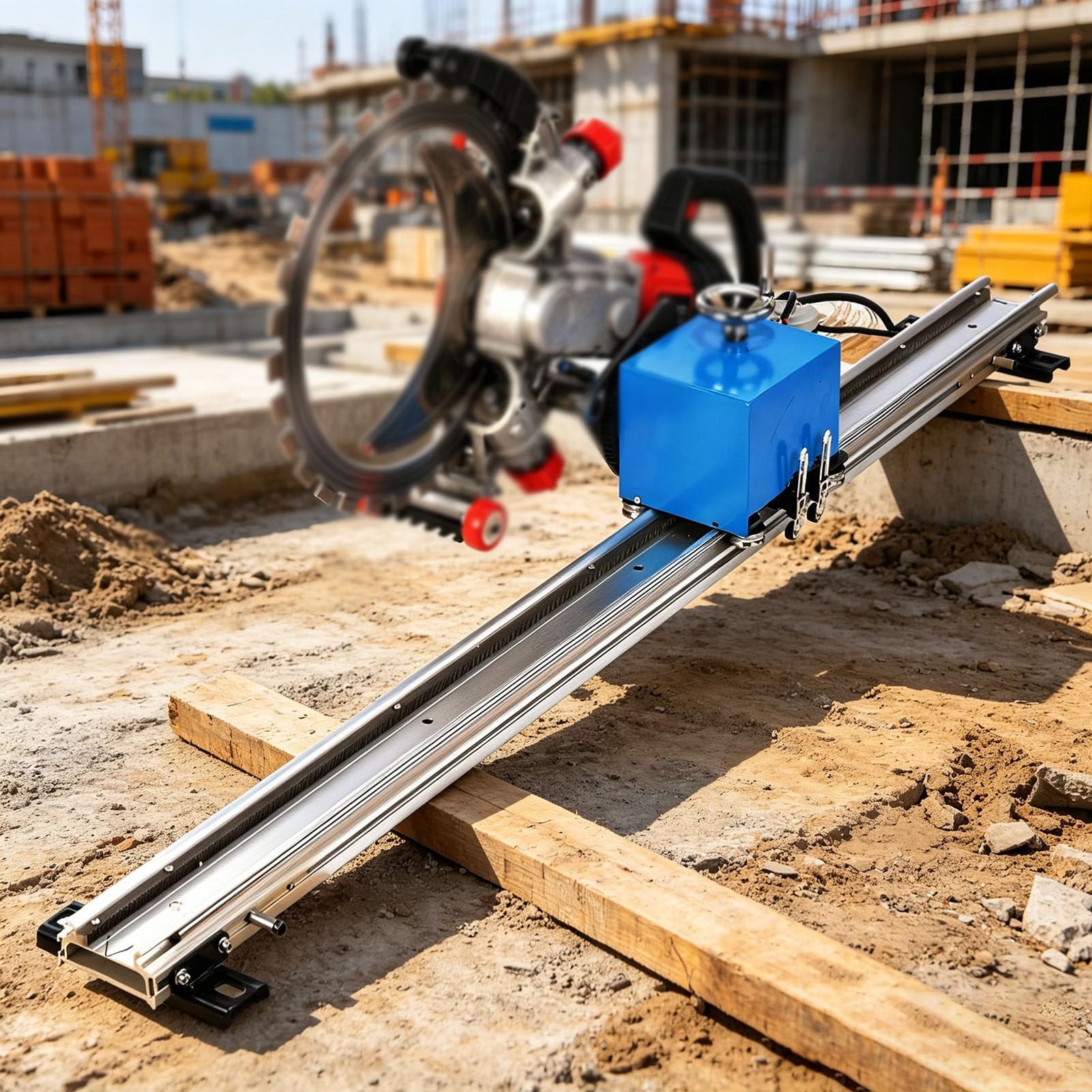 ExoticaBlend Annular Concrete Saw Rail, 1.5/2/2.5/3 m Alloy Automatic Cutting Support, with Rotating Tilt and Adjustable Cutting Depth, for Concrete and Steel Bars 2.5m