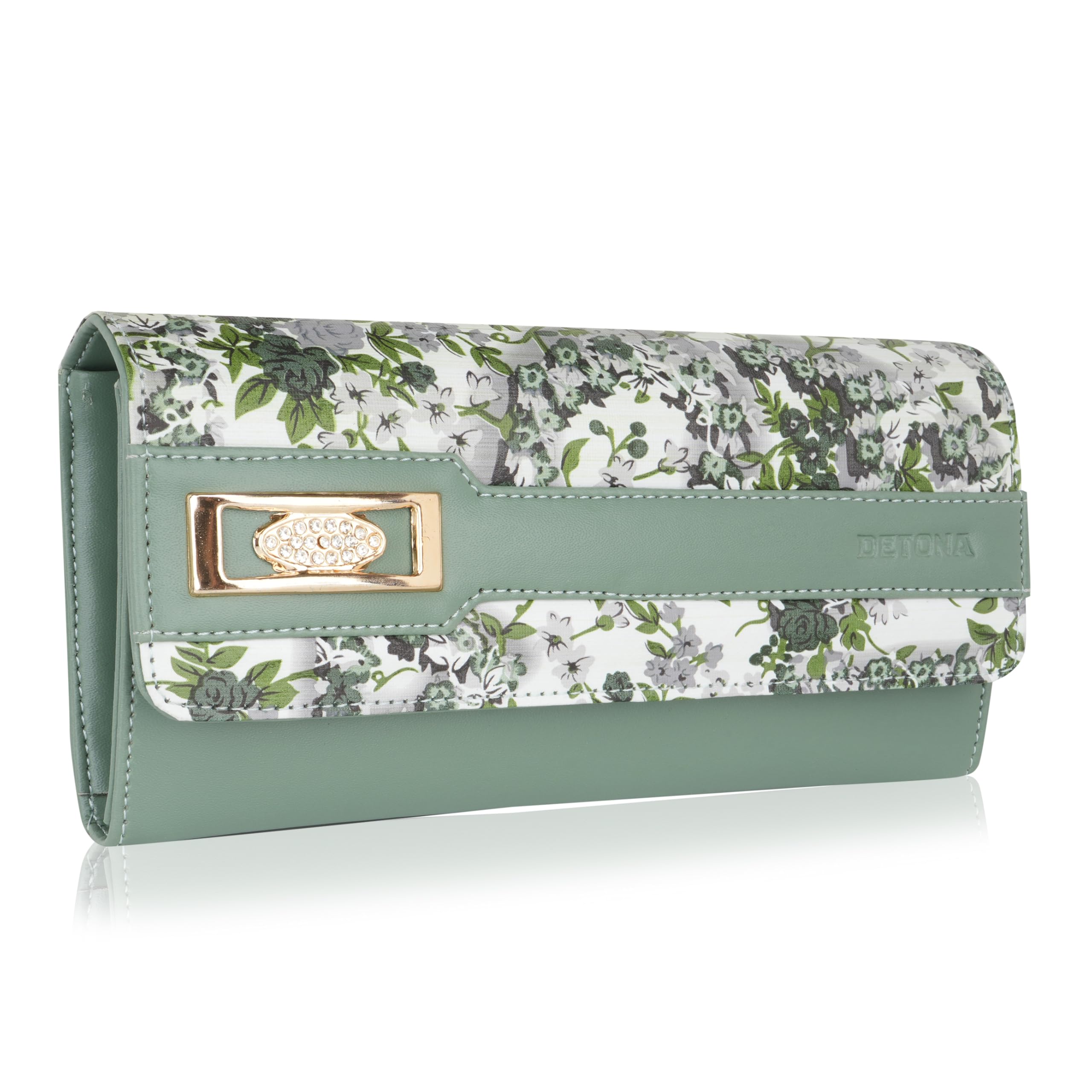 Women’s Floral Print Luxury Clutch Wallet - Premium Faux Leather Long Purse with 3 Slots 4 Card Slots, and Secure Magnetic Closure for women-image-26
