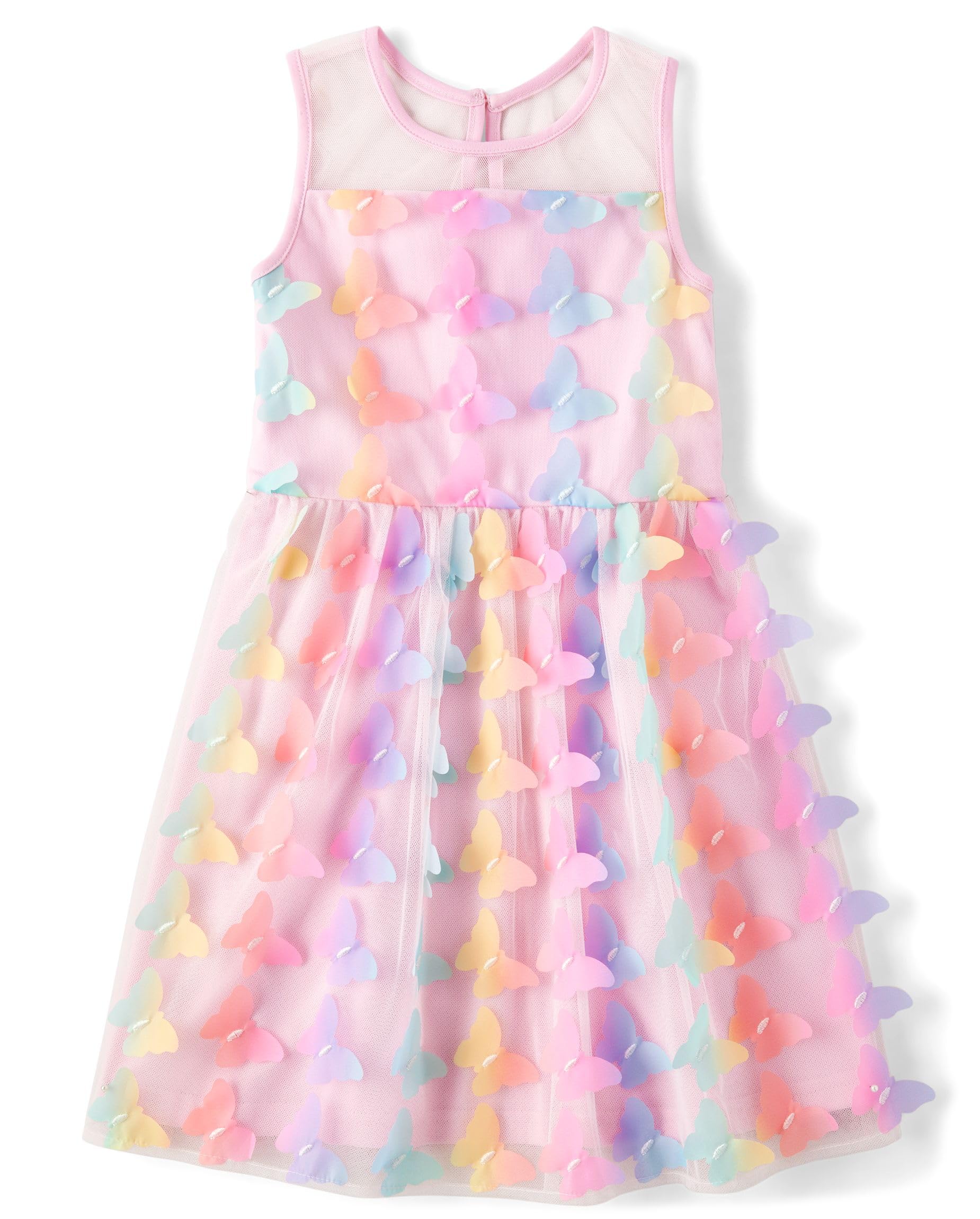 Photo 1 of The Children's Place,Girls,Sleeveless Dressy Dresses,Pink Butterfly Mesh,5