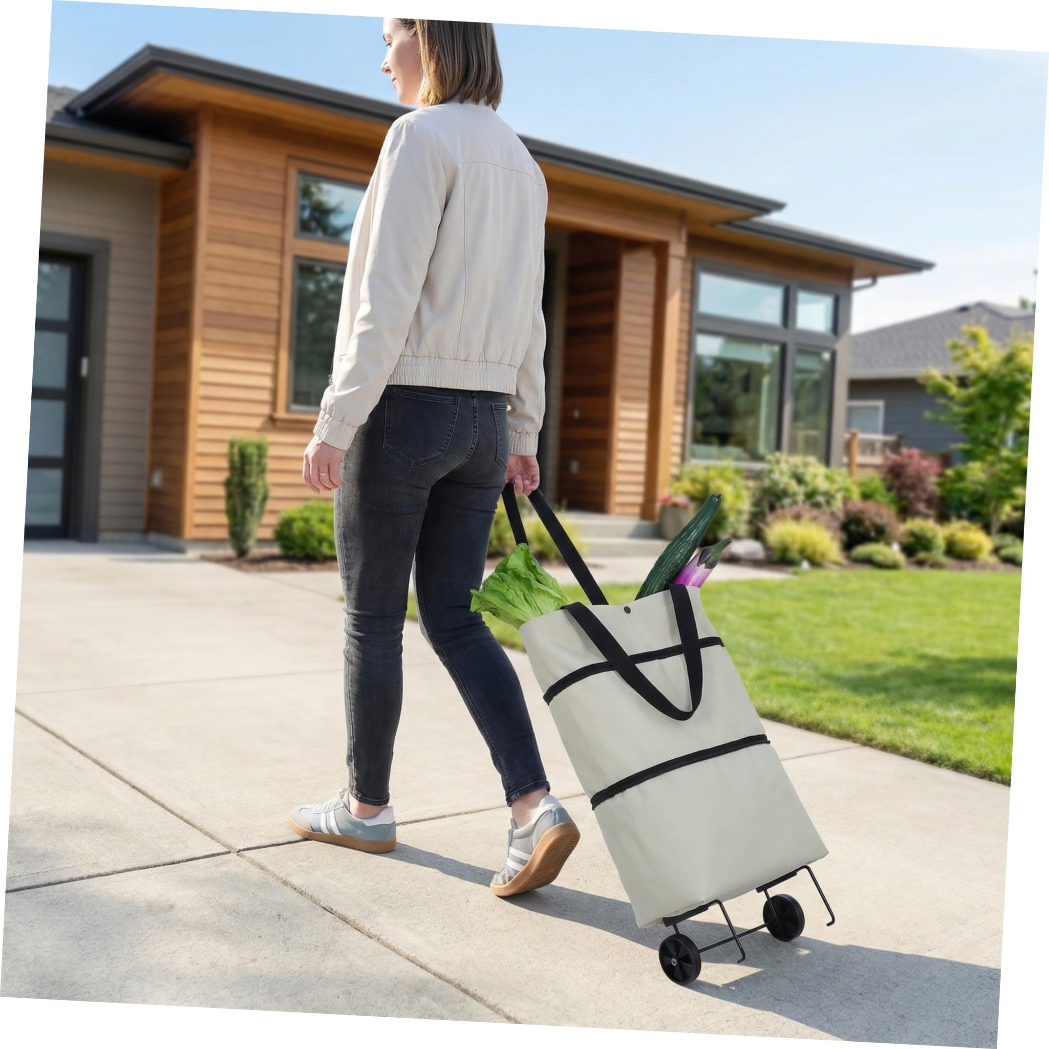 Toyvian Borsa Spesa con Ruote Pieghevole Leggera e Resistente Carrello Portaspesa Riutilizzabile per Shopping e Lavanderia Capiente e Durevole per Uso Quotidiano per Ridurre Sprechi