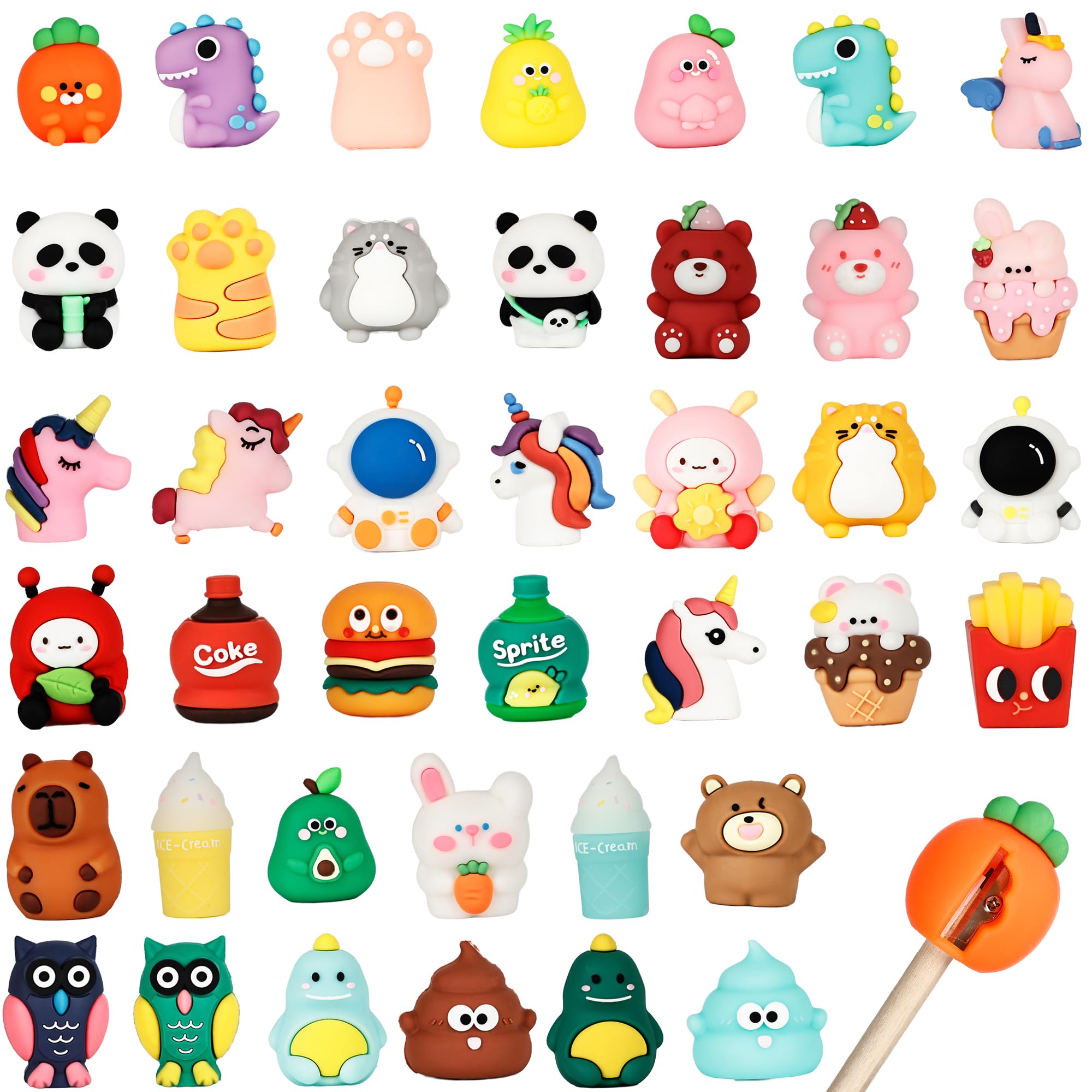 40 Pcs Cute Pencil Sharpeners for Kids Handheld Manual Pencil Sharpeners Mini for Children Kawaii Animal Cartoon Colored Stationary Back to School Gifts Office Supplies Party Favors