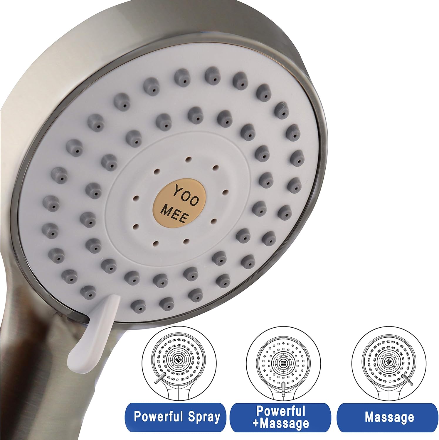 High Pressure Handheld Shower Head with Powerful Shower Spray against Low Pressure Water Supply Pipeline, Multi-functions, w/ 79'' Hose, Bracket, Flow Regulator, Brushed Nickel Finish
