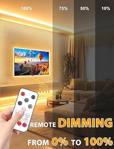 Miniatura 2 de Lamomo COB - Tira de luces LED Pro, 16.4 pies, color blanco cálido, regulable, autoadhesiva, con control remoto, flexible, cortable, impermeable,