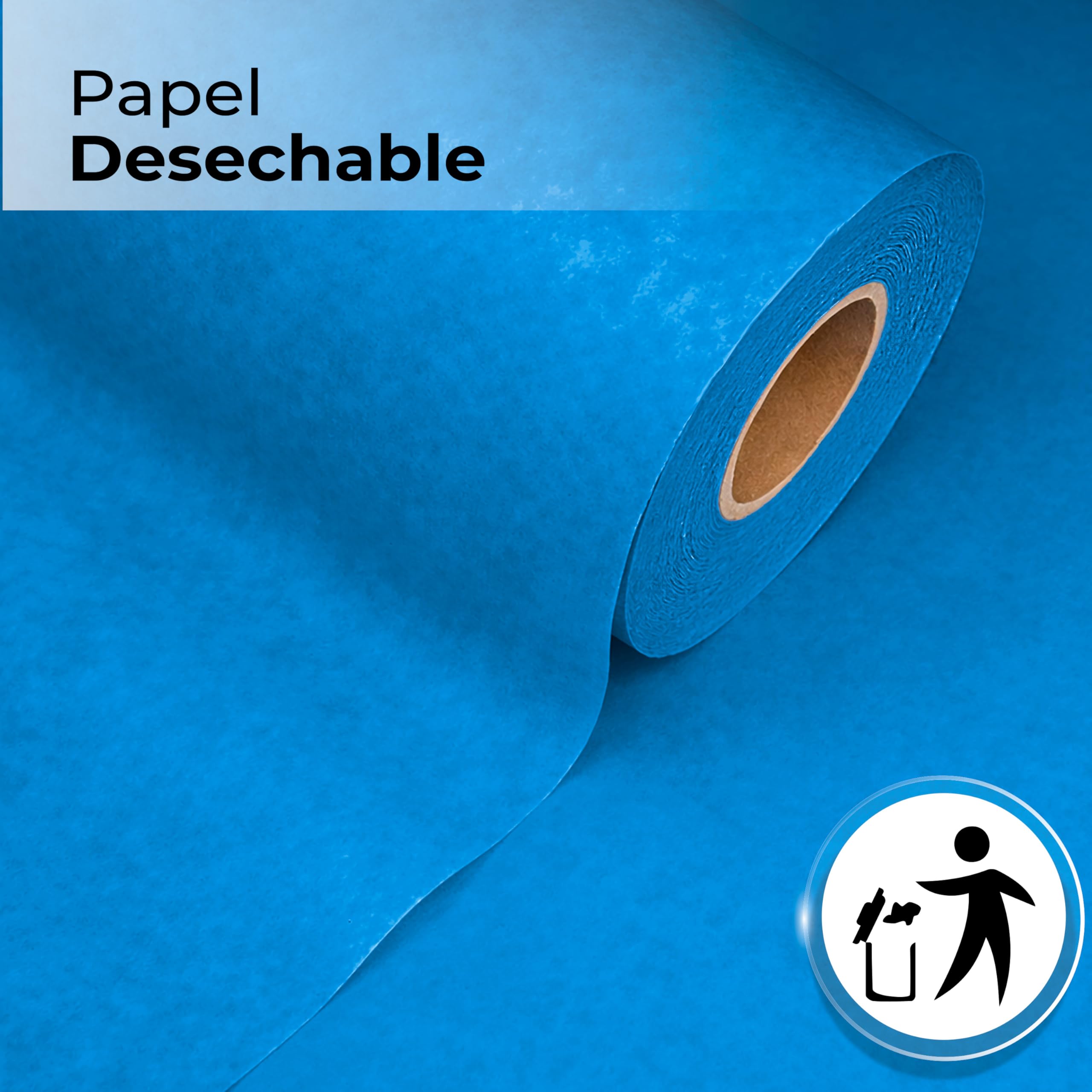 Papel Camilla Parafinado Antigoteo Azul | 60 cm x 70 m (6 Rollos Sin Precorte)