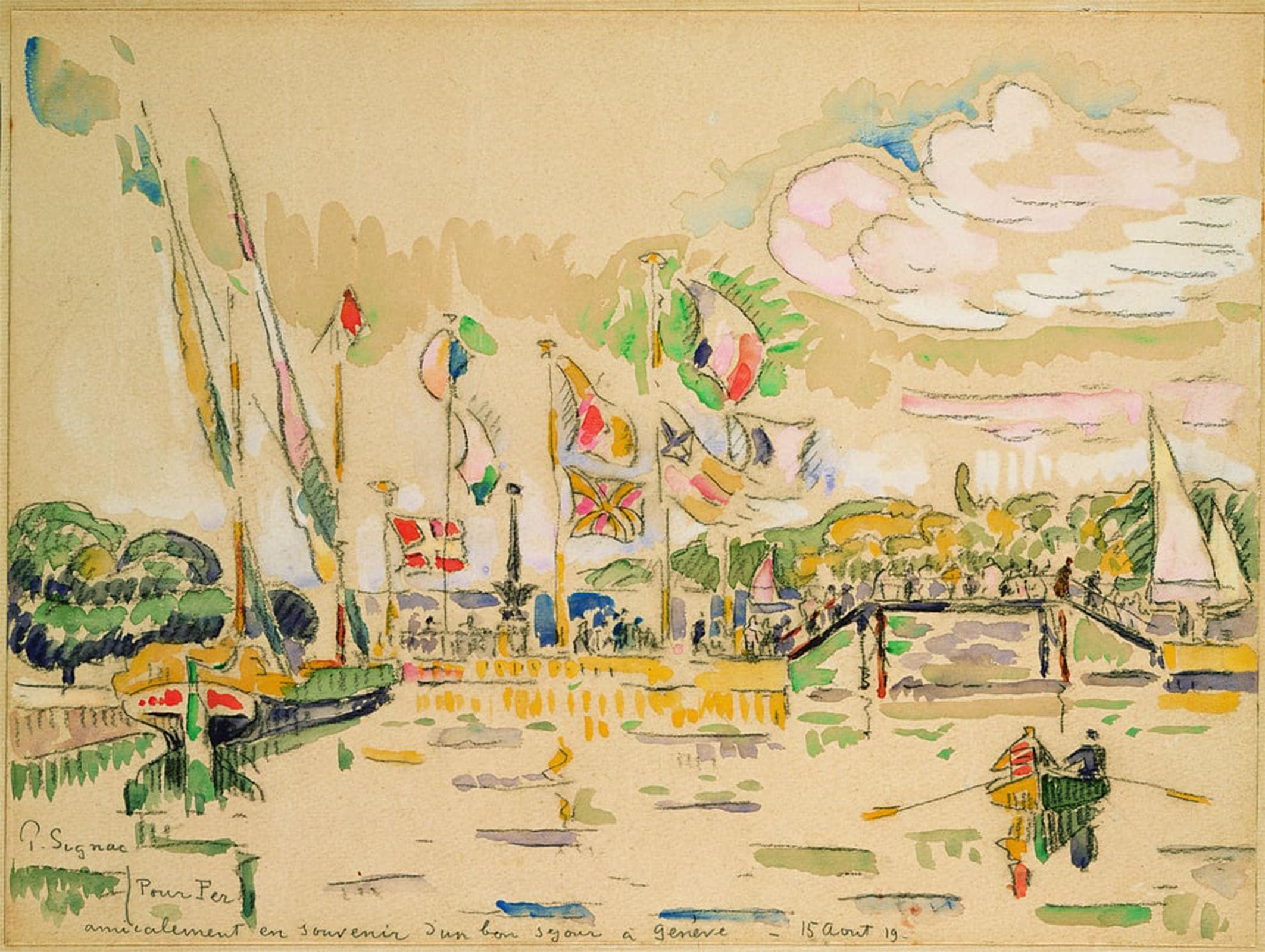 SERENDIPITP Vintage Wall Art Canvas Nordic Poster Canvas Print Picture Geneva by Paul Signac Wall Art Poster for Home Decor 60x90cm