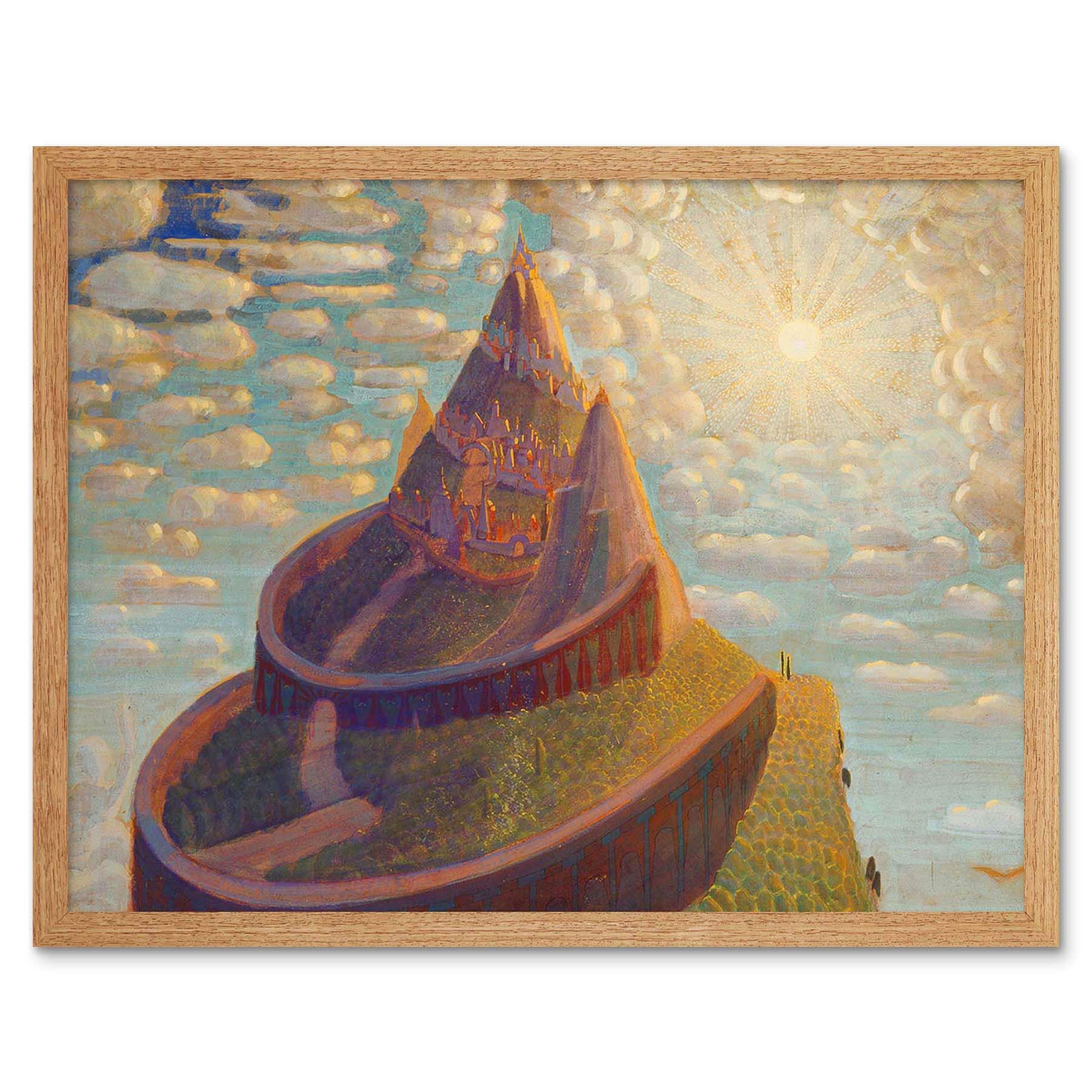 Wee Blue Coo Ciurlionis Fairy Tale Castle Art Print Framed Poster Wall Decor 12X16 Inch
