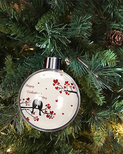 Miniatura 6 de Adornos de bolas de Navidad para árbol de Navidad decoraciones de Navidad inastillables para el día de San Valentín diseño de pájaro corazón árbol