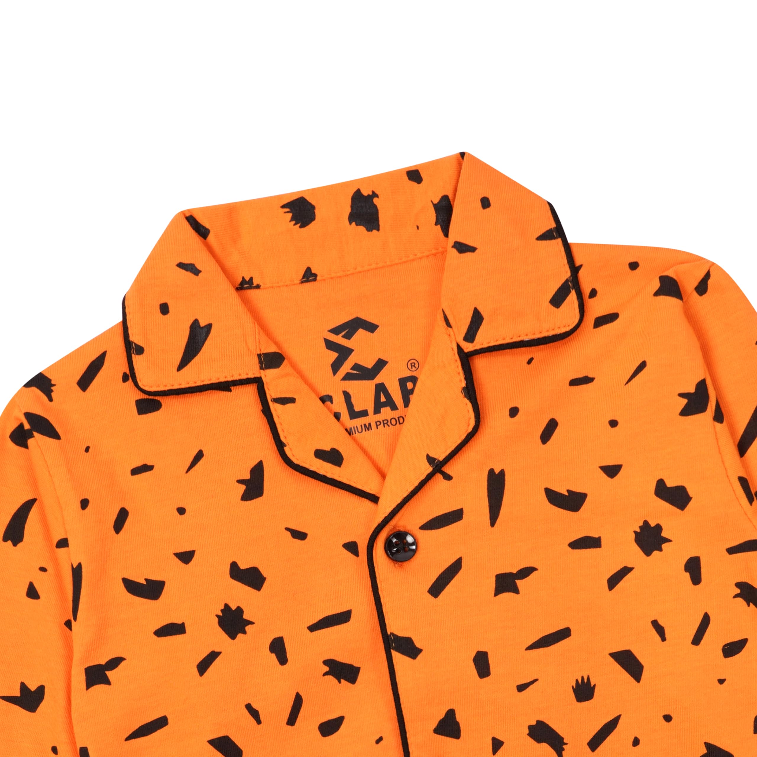 CLAP Kids Cotton Printed Full Sleeves Night Suit Orange 1Pc (4-5 Years, Orange Paint) - Image 2 thumbnail