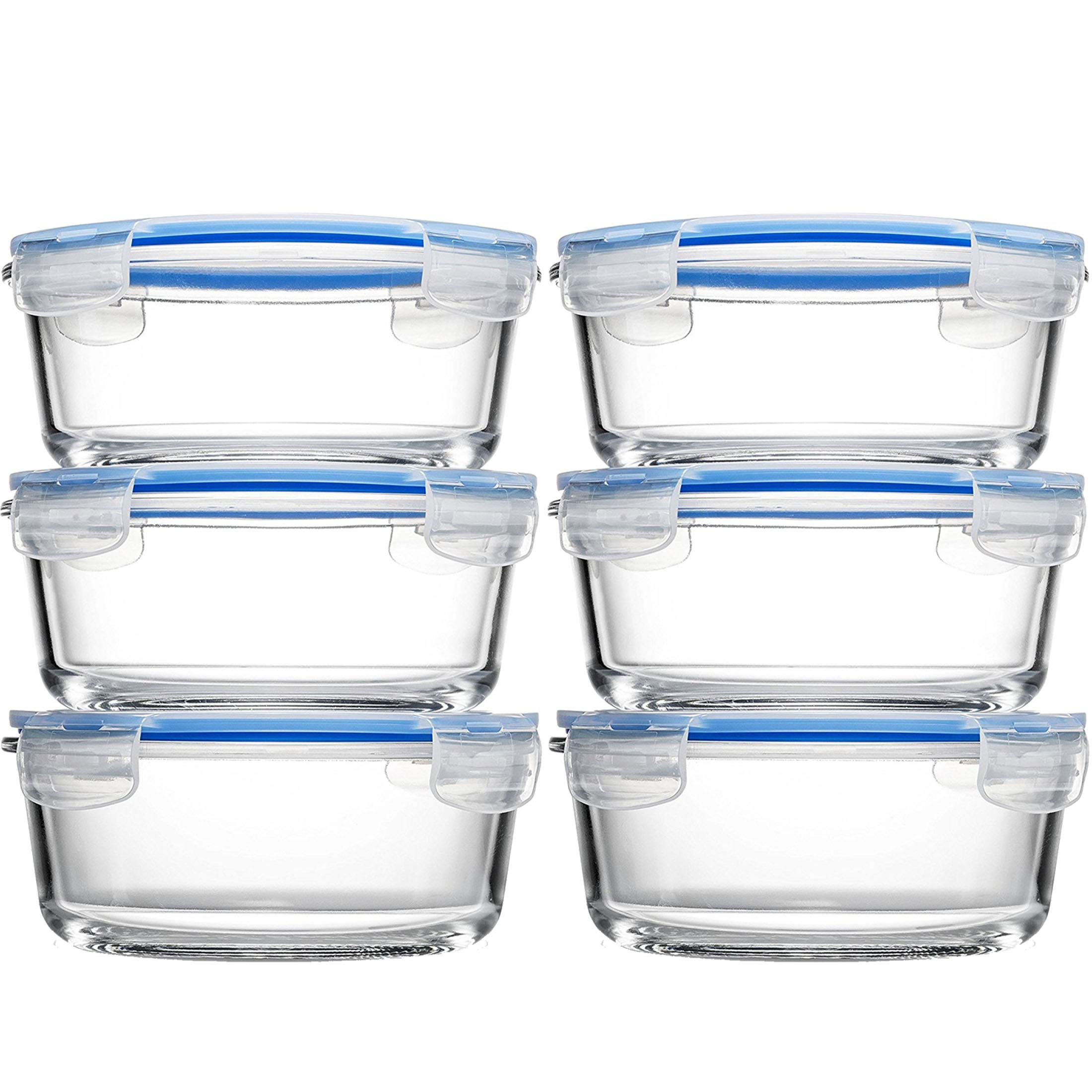 Superior Glass Round Meal Prep Containers - (887ml) BPA-Free Airtight Food Storage Containers with 100% Leak Proof Locking Lids, Freezer to Oven Safe Great On-The-Go Portion Control Lunch Containers