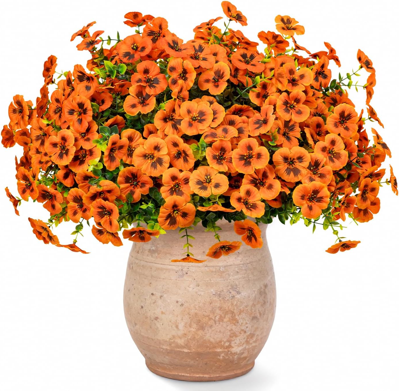 24 Pcs Artificial Fake Pansy Flowers for Outdoor,Faux Silk Plants Flowers UV Resistant Pansies Spring Flowers for Planter Front Door Porch Yard Patio Garden Window Box Home Decor(Orange) - Image 3